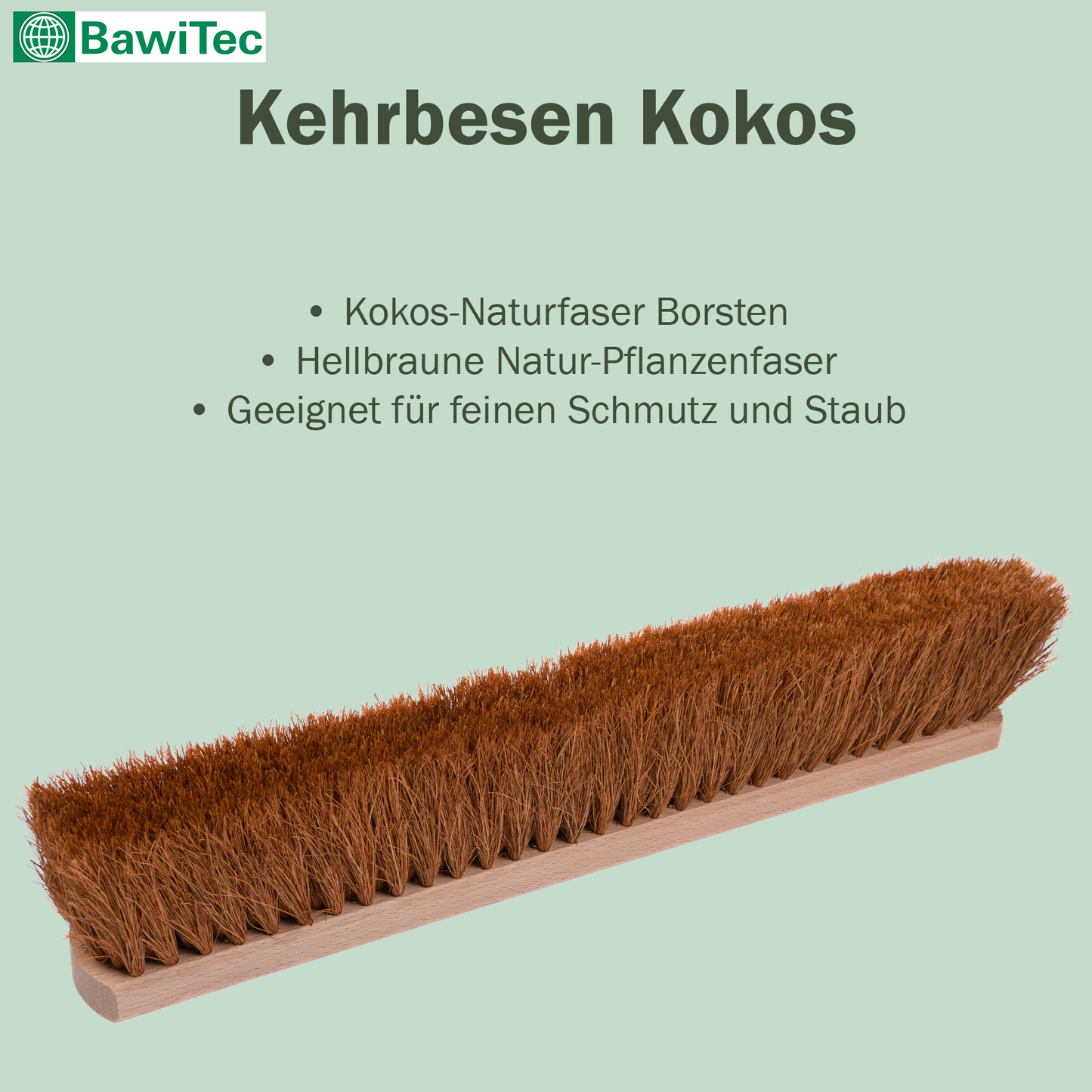 Kehrbesen Kokos-Borsten mit 4-Loch-Wechselsystem und Stiel 145cm Länge Naturfaser-Besen Kokosbesen