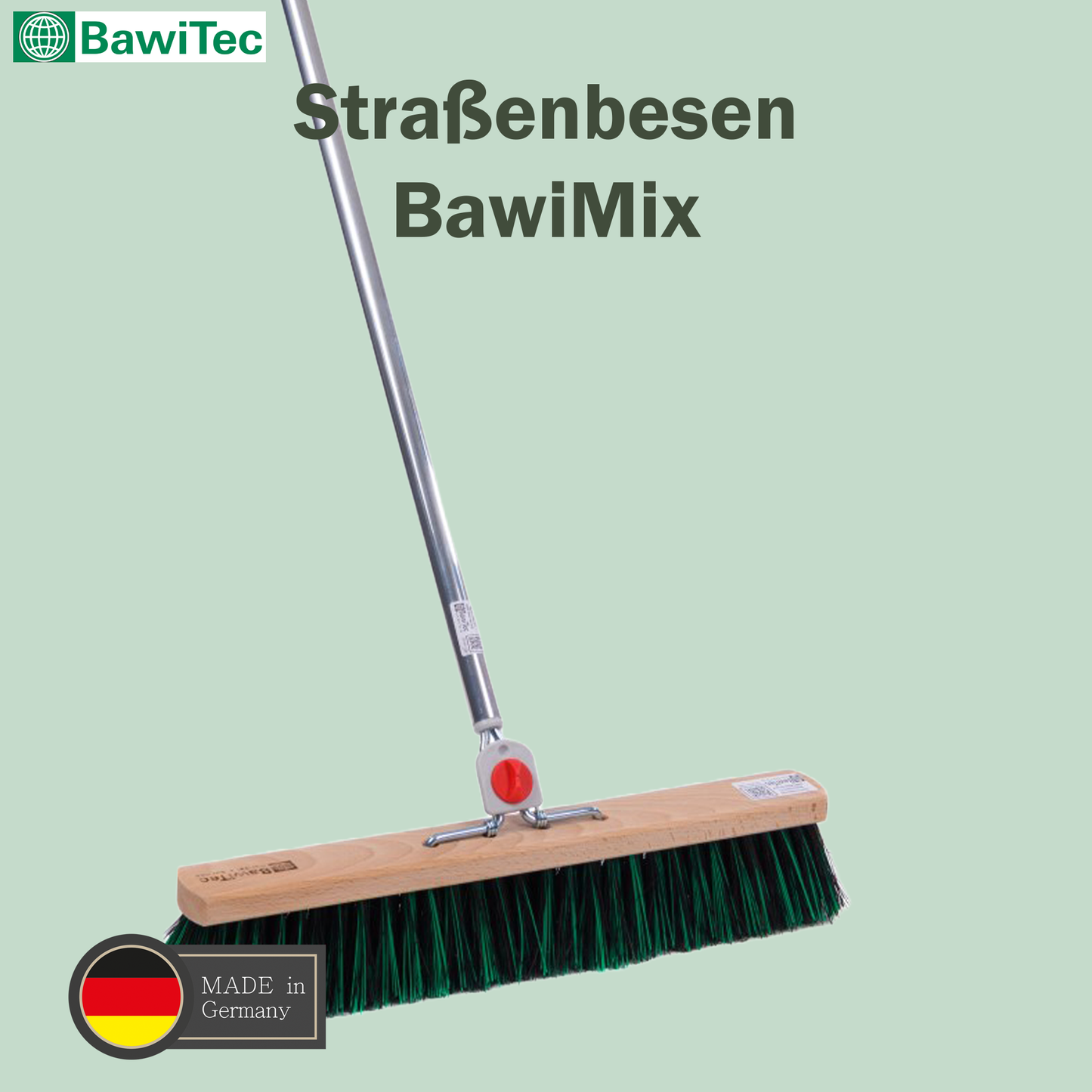 Professional street broom BawiMix bristles Arenga plastic bristles with 4-hole change system metal handle handle 
