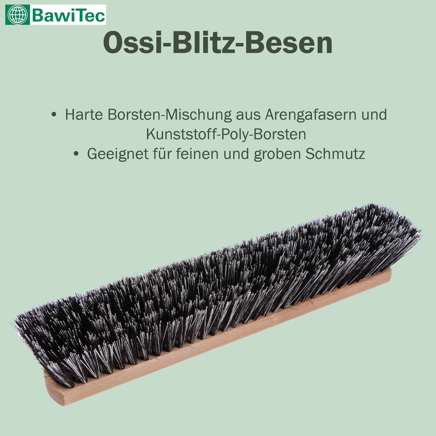 Spezieller Straßenbesen OssiBlitz-Borsten-Mix "hart" mit 4-Loch-Wechselsystem und Aluminium-Stiel länge 145cm