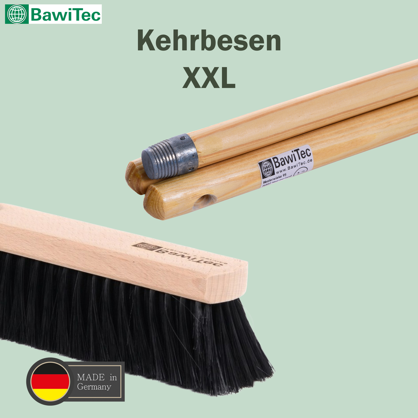 XXL Zimmerbesen mit Stiel Holzstiel Besenstiel 120cm Länge Haushaltsbesen