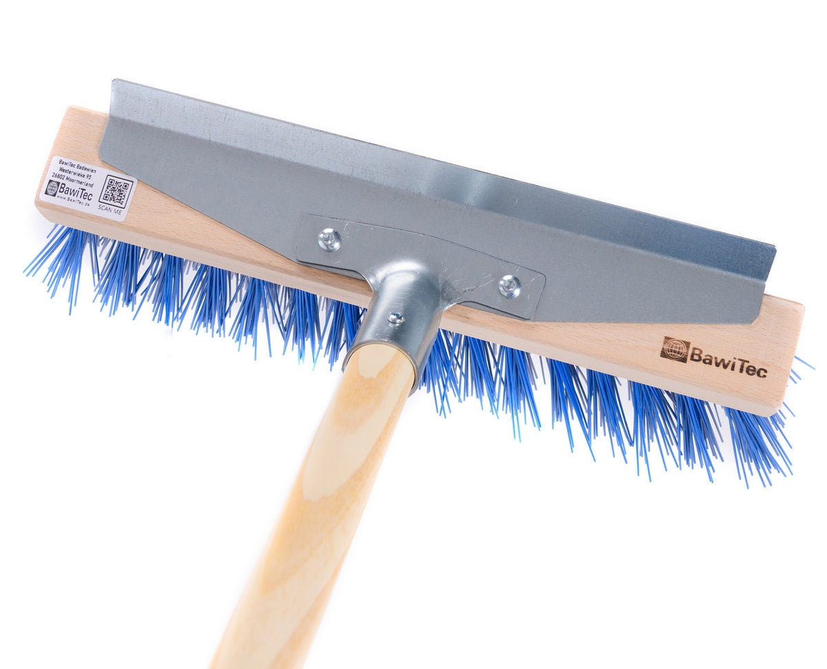 Winterbesen Schneebesen mit Holzstiel extra lange blaue Borsten
