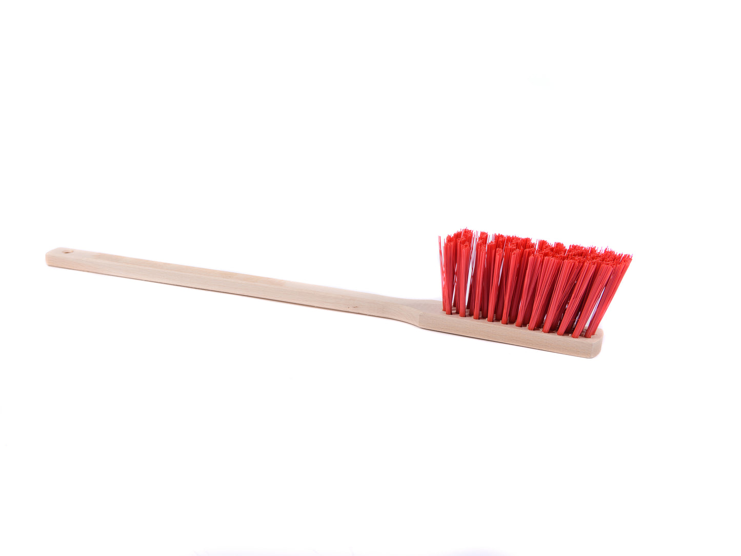 Quality hand brush with long handle 60cm plastic bristles red safety hand brush