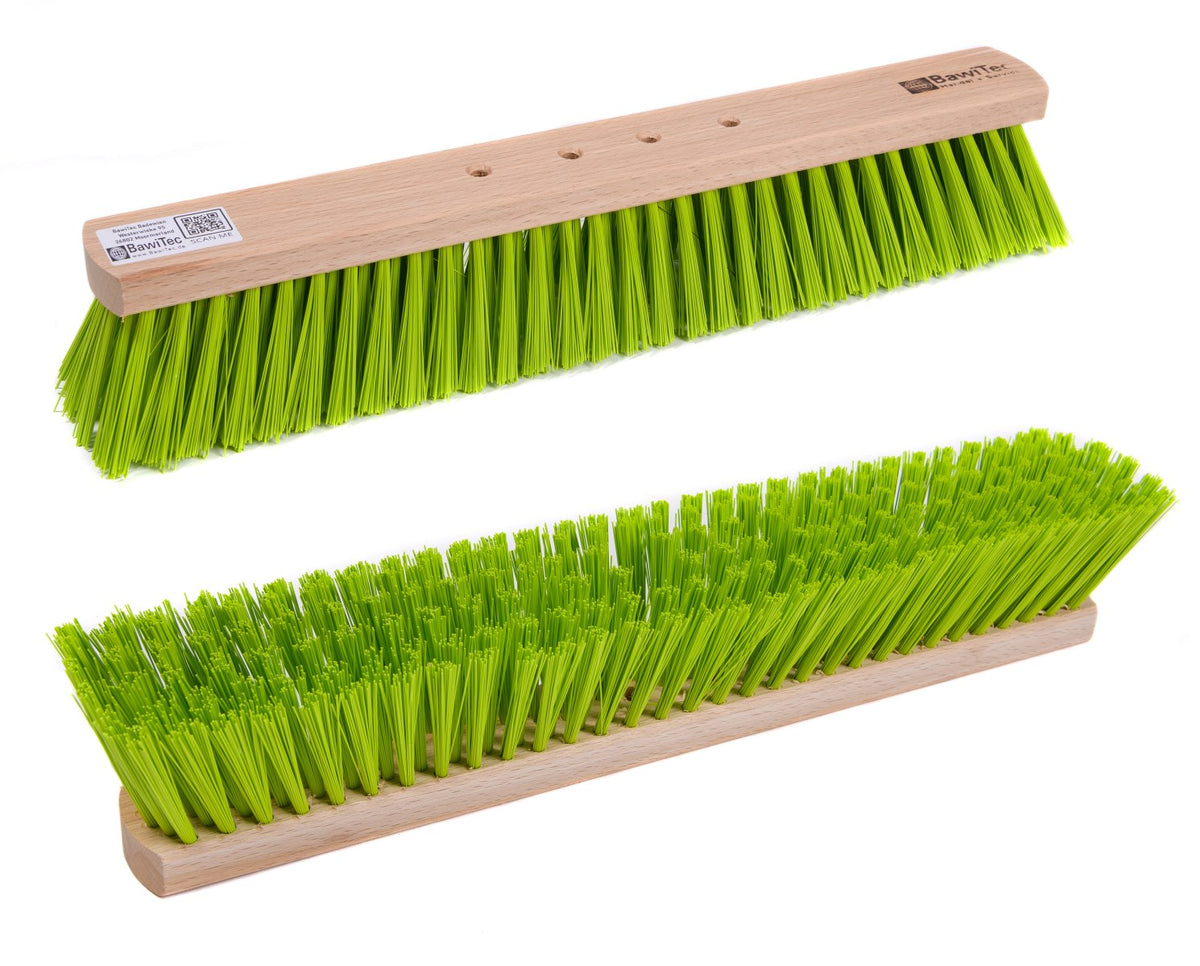 Straßenbesen 4-Loch mit neongrünen PET-Borsten – 40–80 cm Breit