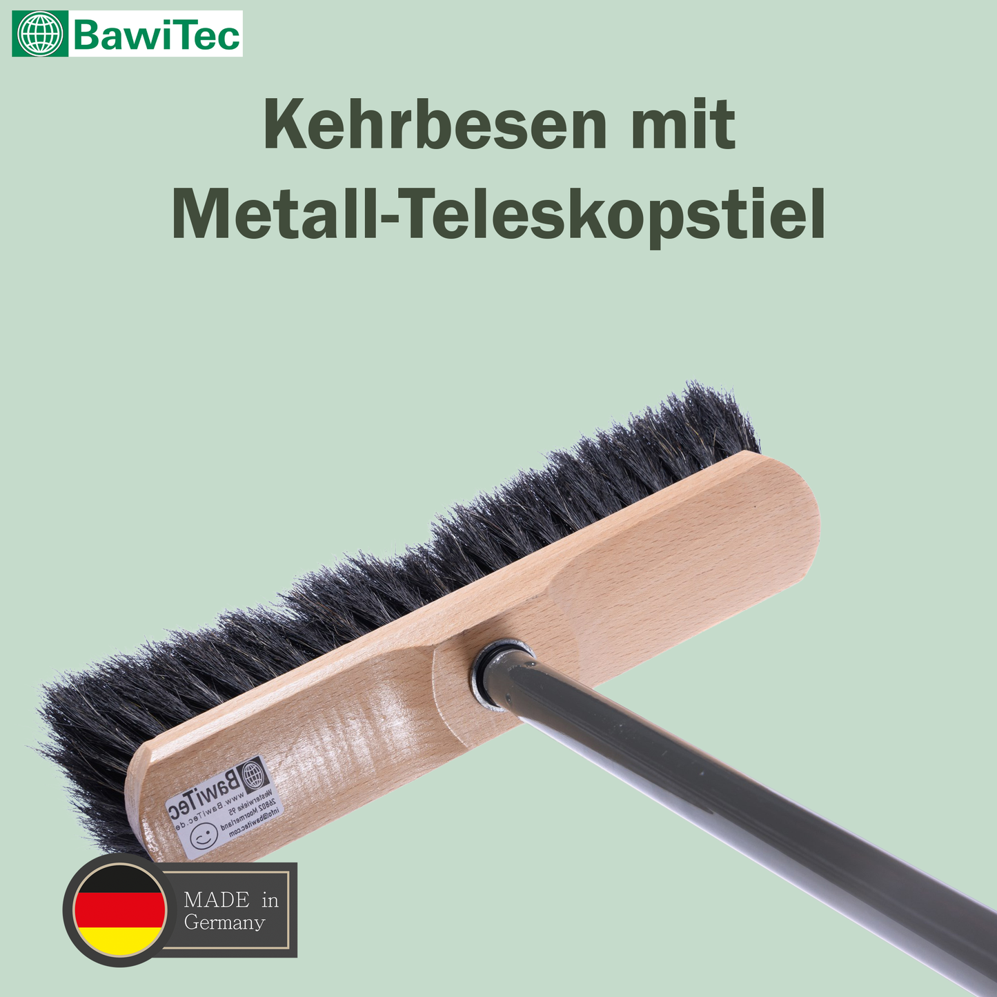 Qualitäts Rosshaarbesen sehr weich mit Metall-Teleskopstiel Länge max. 200cm Zimmerbesen mit Stiel