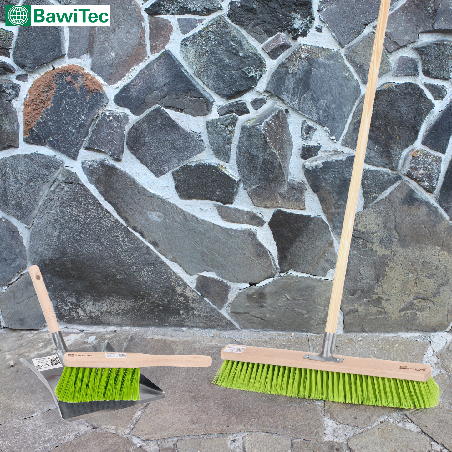 Professional garden broom complete set XL broom with hand brush, metal dustpan and garden handle