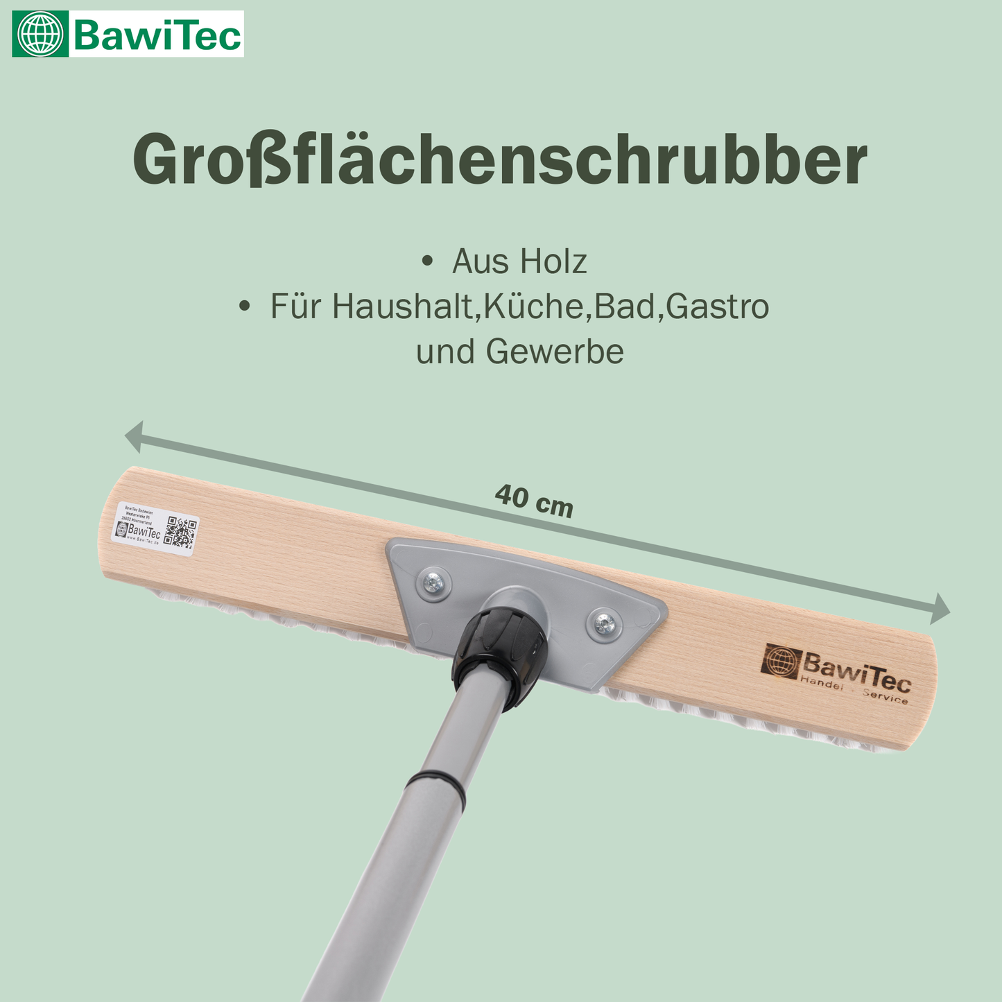 Großraumschrubber 40cm Breit ppn-Kunststoff-Borsten mit Teleskopstiel verstellbar