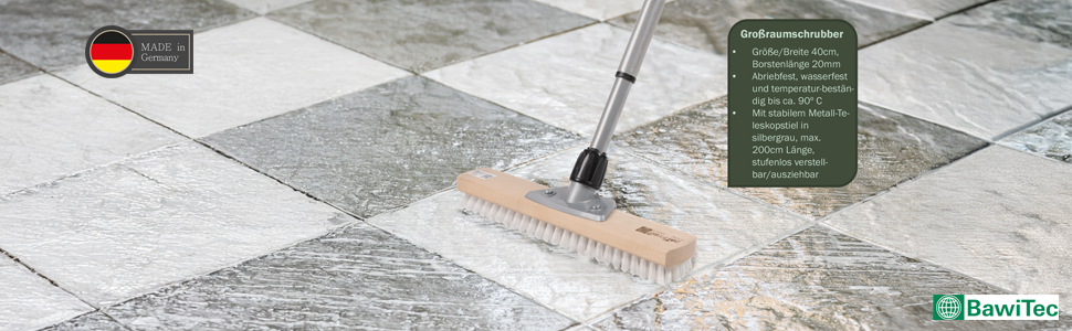 Großraumschrubber 40cm Breit ppn-Kunststoff-Borsten mit Teleskopstiel verstellbar