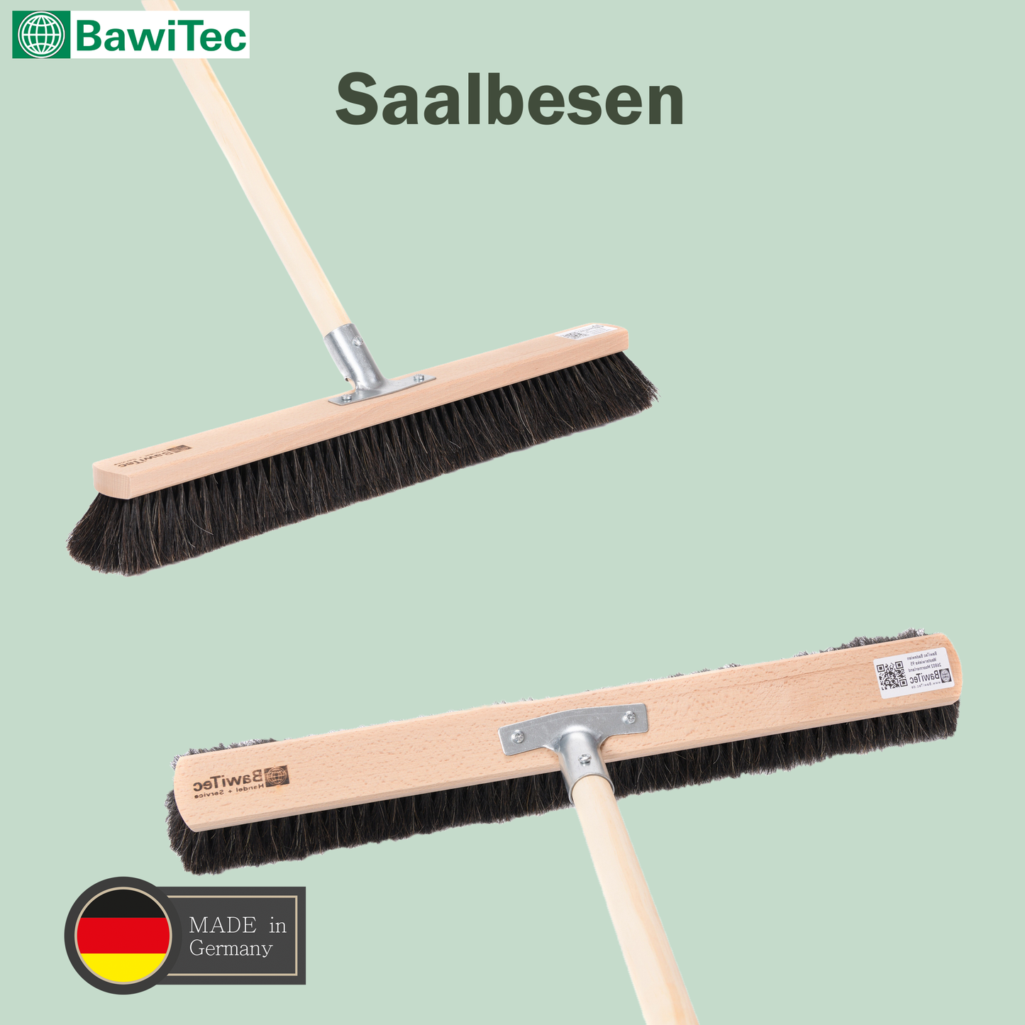 Naturhaar-Rosshaarbesen mit stabilem Stiel weicher Saalbesen mit passendem Holzstiel-Besenstiel