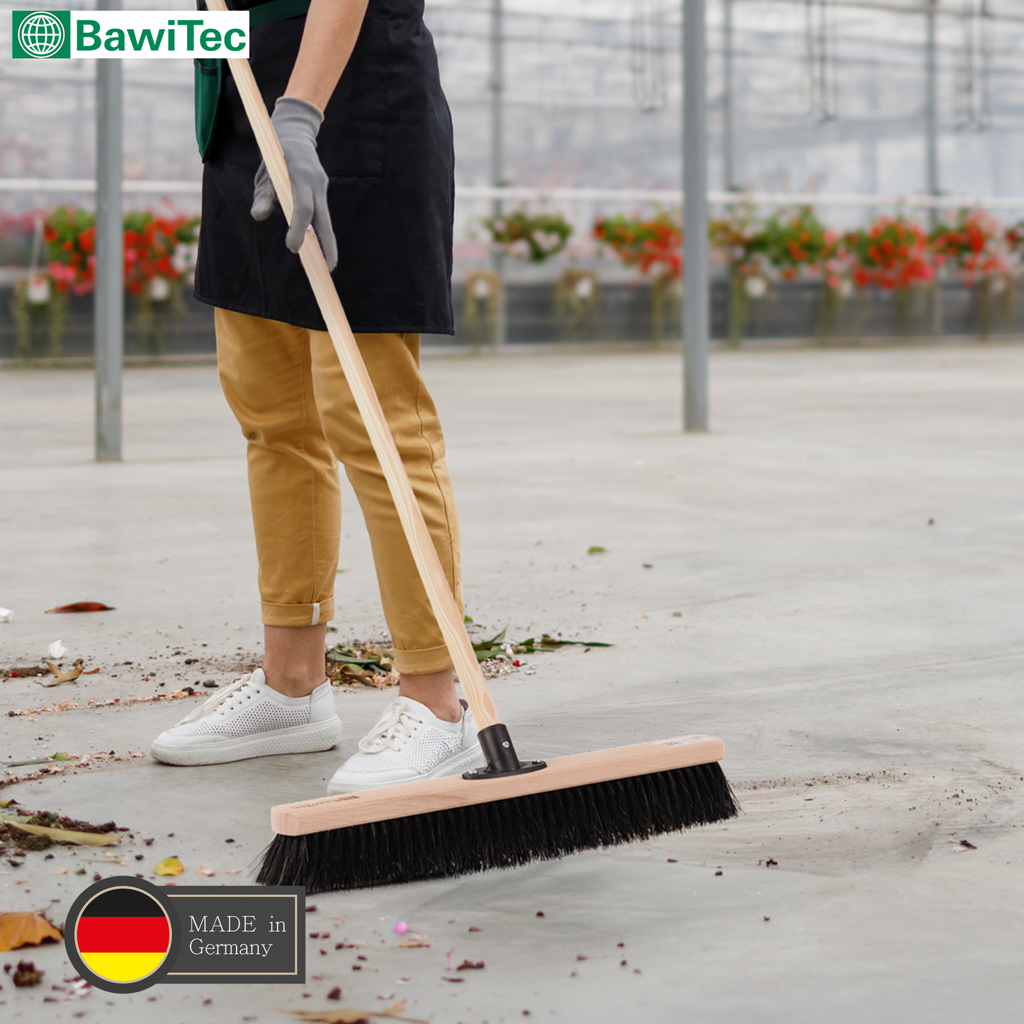 Professional natural hair horsehair broom with handle and plastic holder. Very soft broom and broom handle