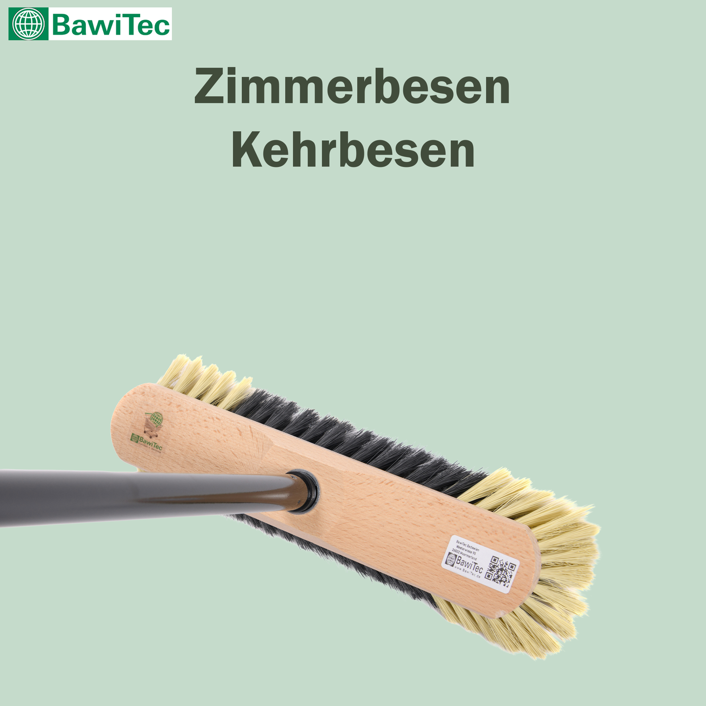 Qualitäts Zimmerbesen Kehrbesen 30cm Kunsthaar-Borsten weich mit Stiel Metallstiel 120cm Lang