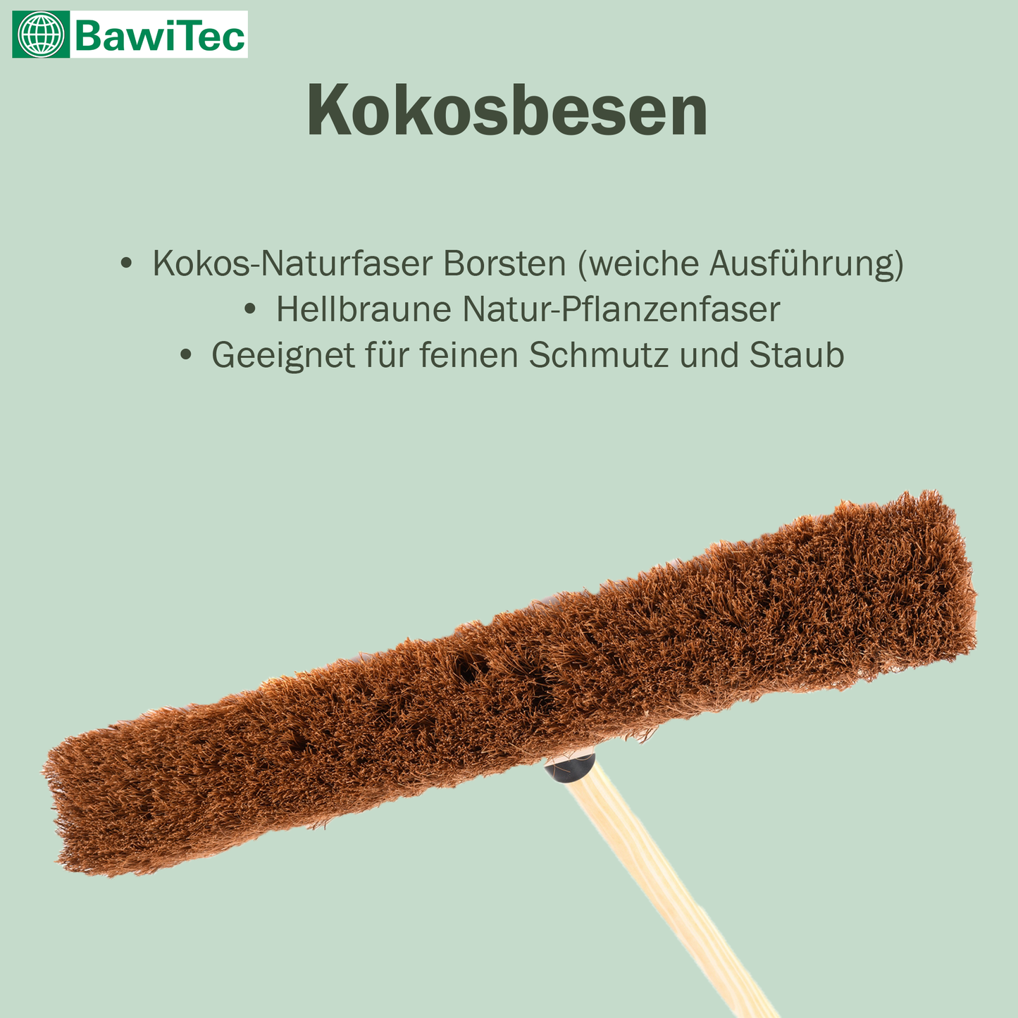 Industriebesen Kokosbesen Naturfaser mit passendem Holzstiel Besenstiel Kehrbesen Kokosborsten Saalbesen