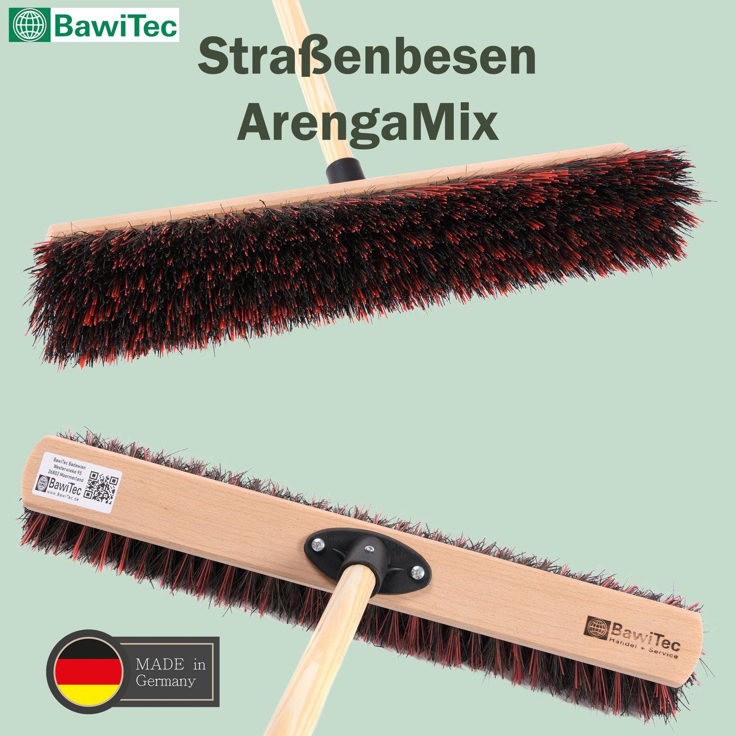 Professional street broom ArengaMix bristles with handle broom handle outdoor broom with plastic holder