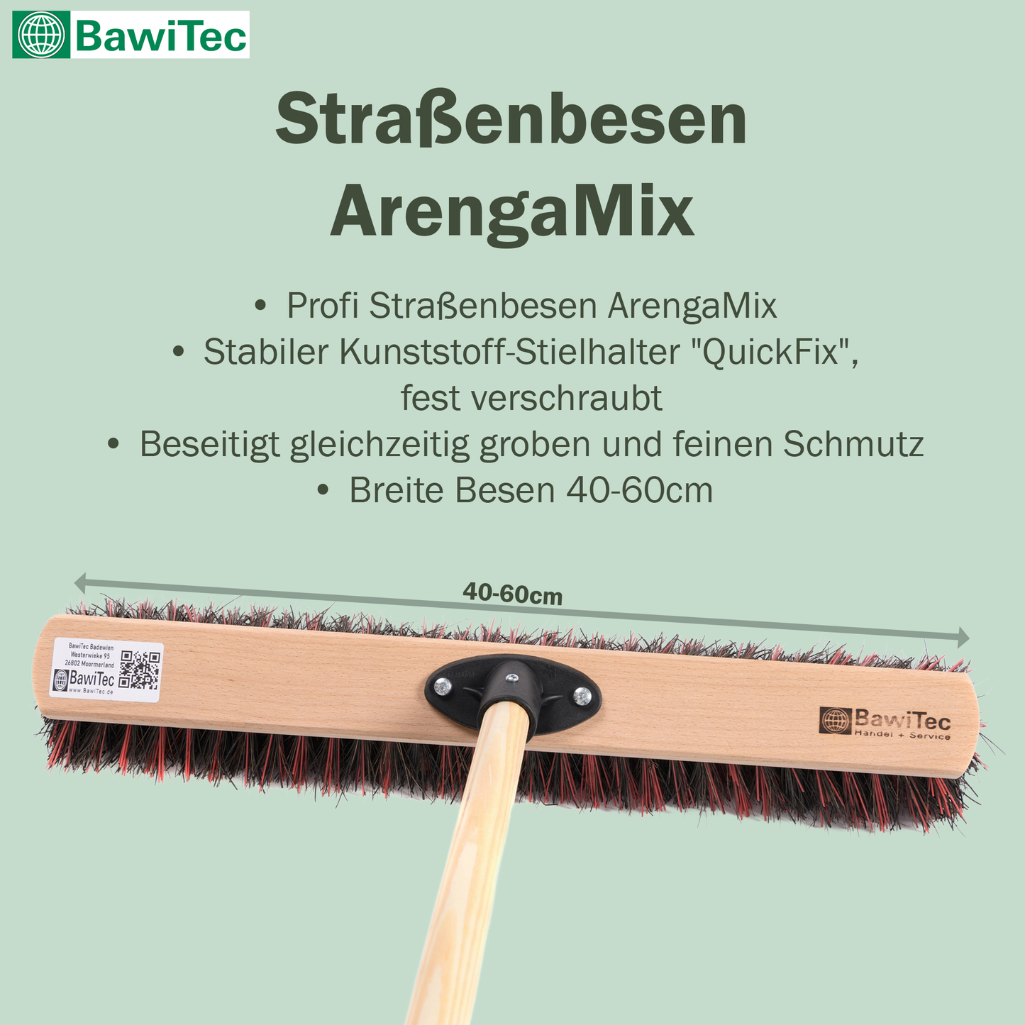 Professional street broom ArengaMix bristles with handle broom handle outdoor broom with plastic holder