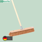 Coconut broom sweeping broom with sturdy wooden handle, robust plant fiber hall broom with broom handle