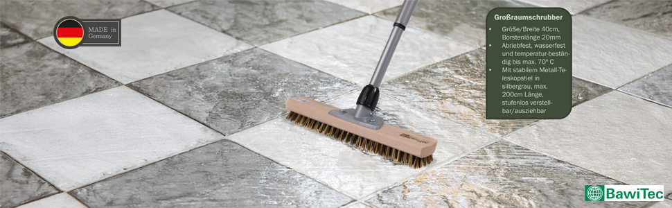 Großraumschrubber 40cm Breit UnionMix-Borsten hart mit Teleskopstiel verstellbar ausziehbar