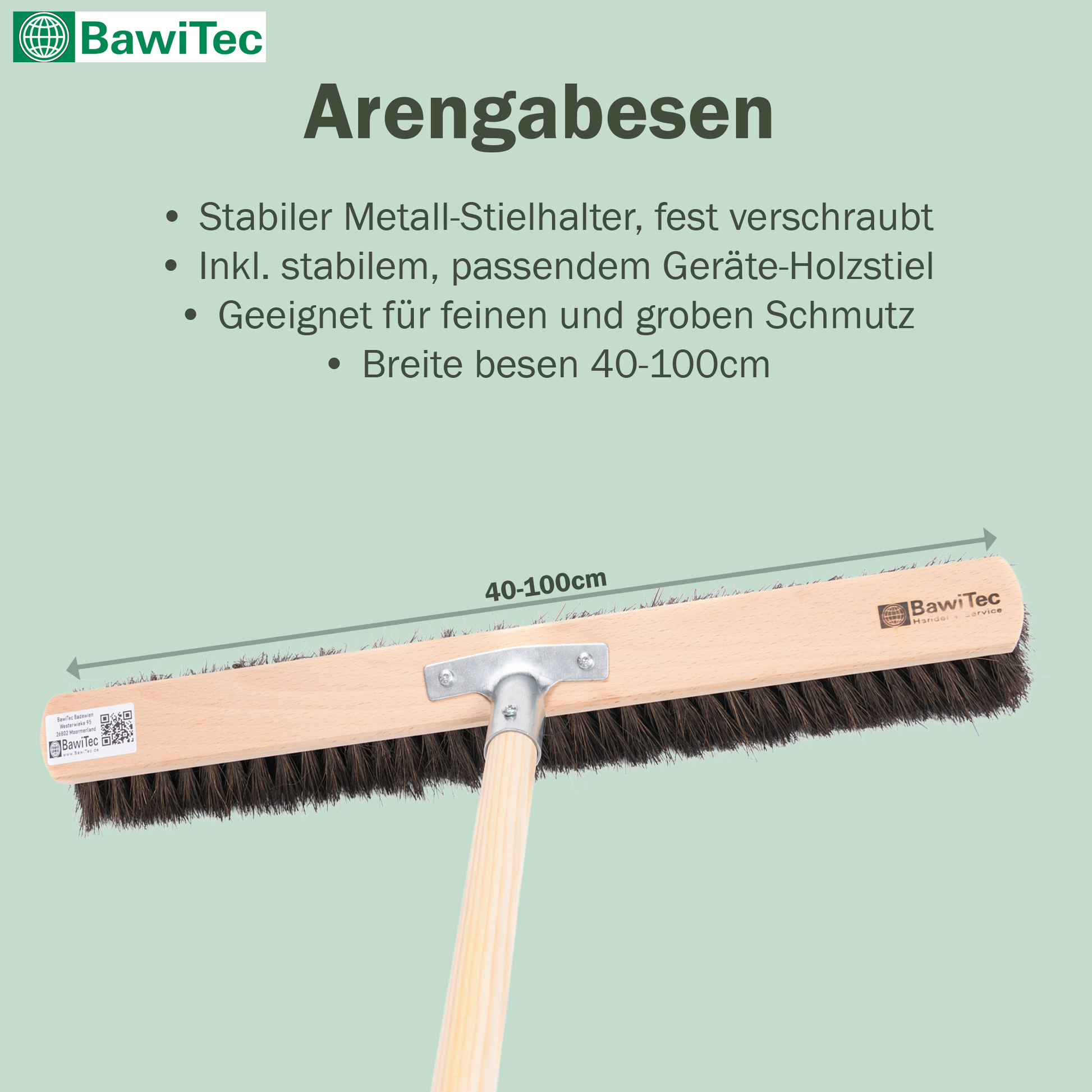 BawiTec Arengabesen – 50 Cm Breite – 4-Loch Wechselsystem – Mit Alustiel 145 Cm – Nass- & ölbeständig – Naturfaserborsten BawiTec Arengabesen – 50 Cm Breite – 4-Loch Wechselsystem – Mit Alustiel 145 Cm – Nass- & ölbeständig – Naturfaserborsten