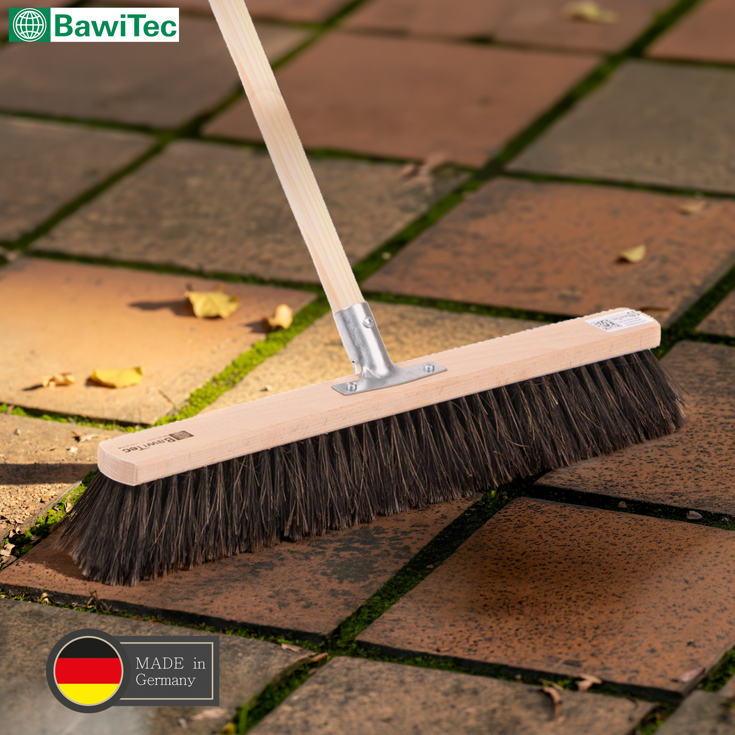 Kehrbesen Echt-Arenga-Naturfaser-Borsten nass- und ölbeständig mit Holzstiel Besenstiel 28mm, Arengabesen Besen