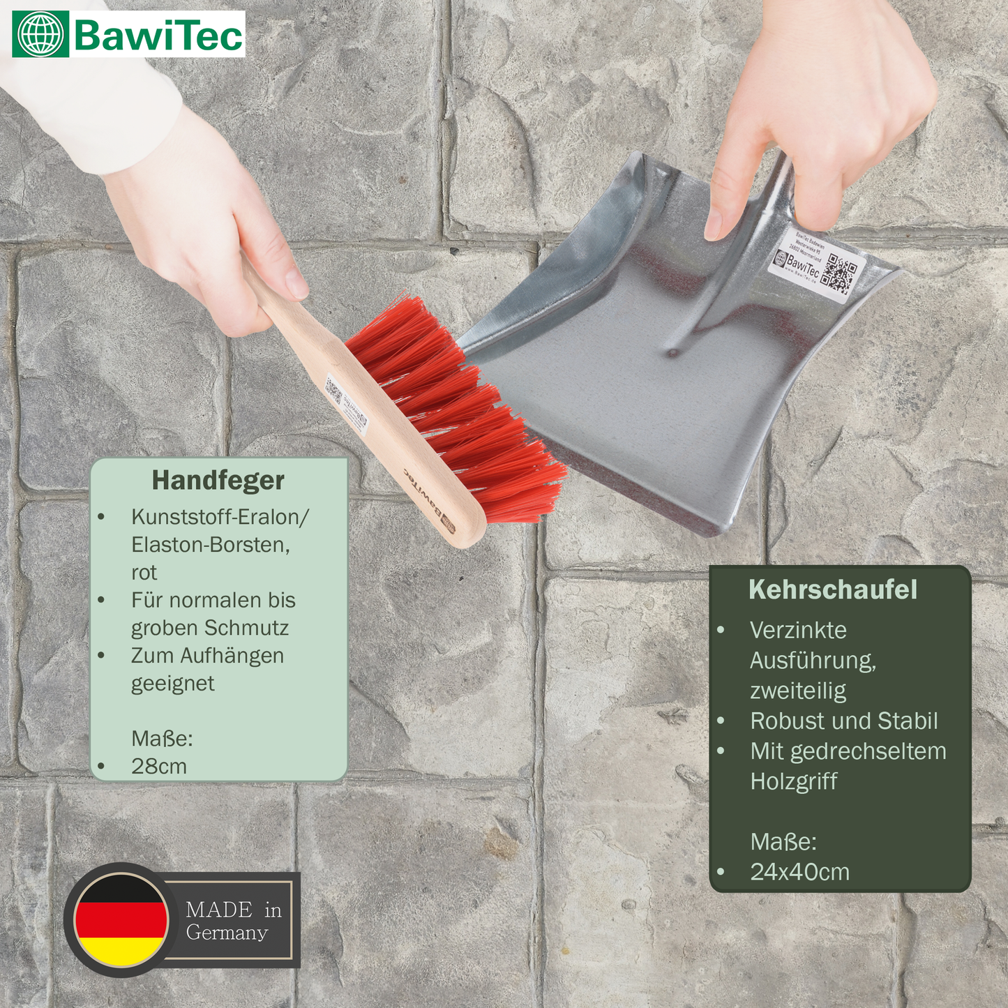 Street broom sweeping set Elaston plastic red broom 50cm handle 140cm hand brush 28cm and dustpan 