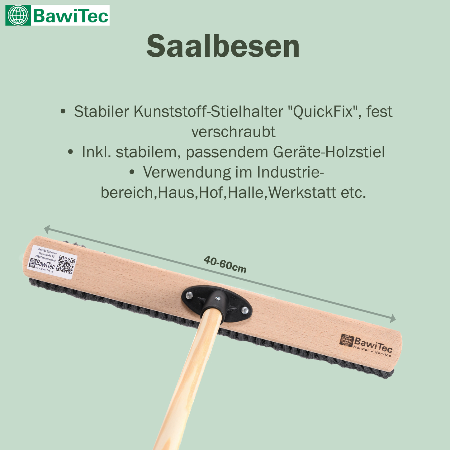 Professional hall broom, soft synthetic hair bristles with matching handle, industrial broom, sweeping broom 