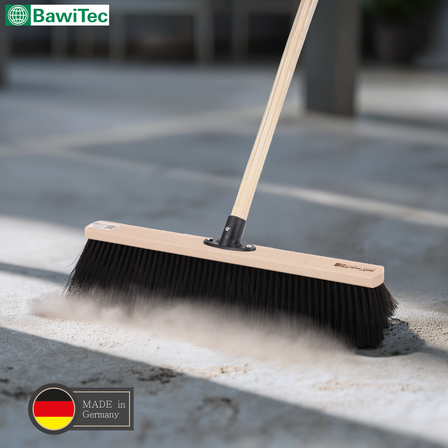 Professional hall broom, soft synthetic hair bristles with matching handle, industrial broom, sweeping broom 
