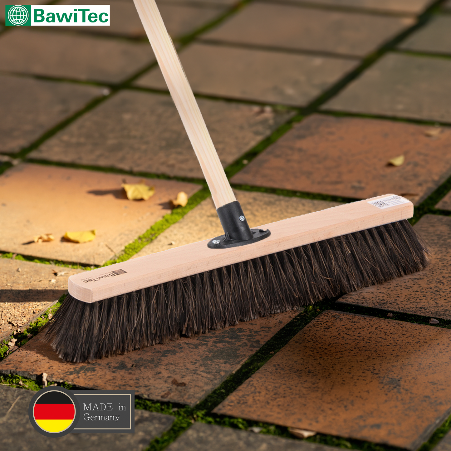 Allzweck-Kehrbesen Echt-Arenga-Naturfaser-Borsten nass- und ölbeständig mit Stiel/Holzstiel