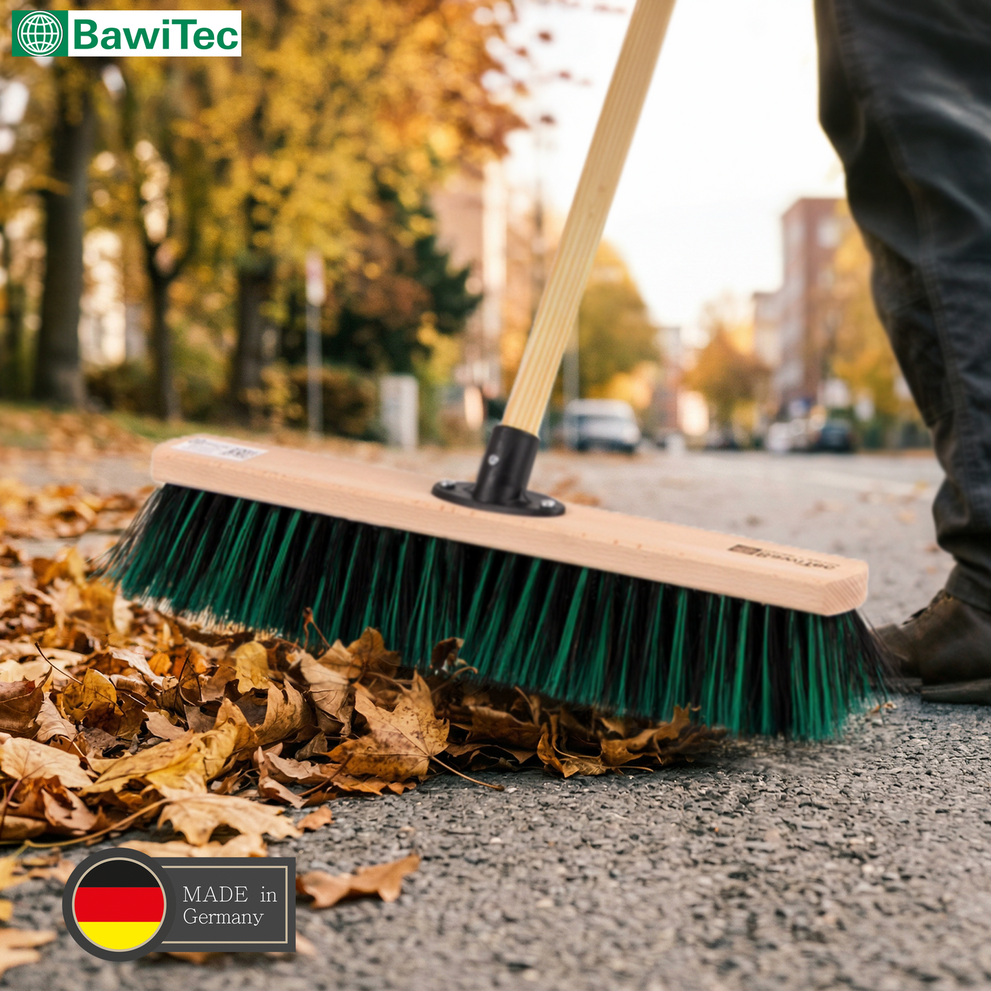 Profi Kehrbesen Allzweckbesen BawiMix mit Holzstiel Besenstiel Naturfaser-Elaston-Borsten-Mix