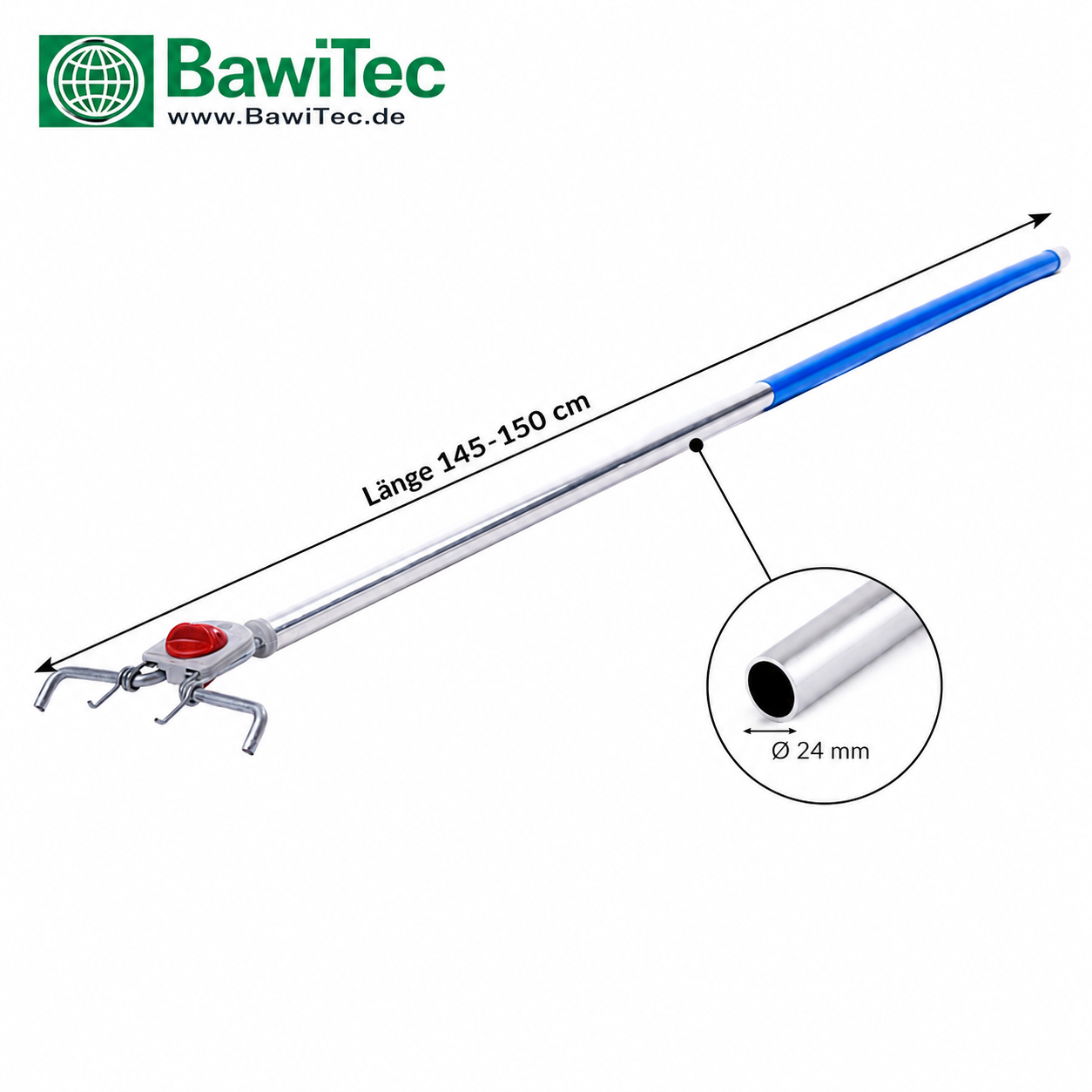 Aluminiumstiel 4-Loch Wechsel-System 145cm Lang Alu-Besenstiel 4-Loch-Stiel