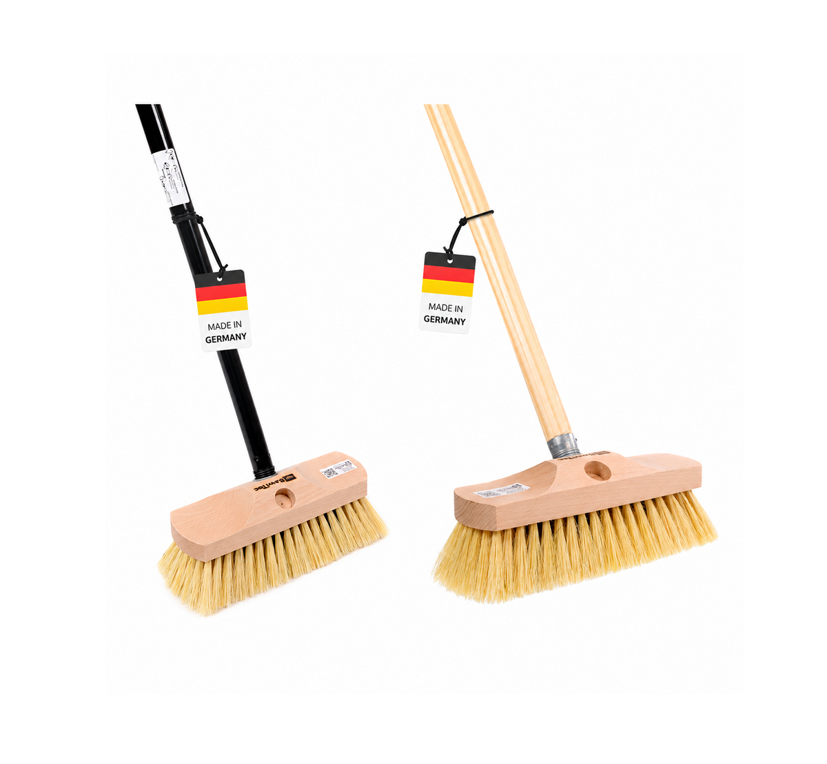 Allzweckschrubber mit extra langen Naturfaser-Borsten mit Stiel Universalbürste