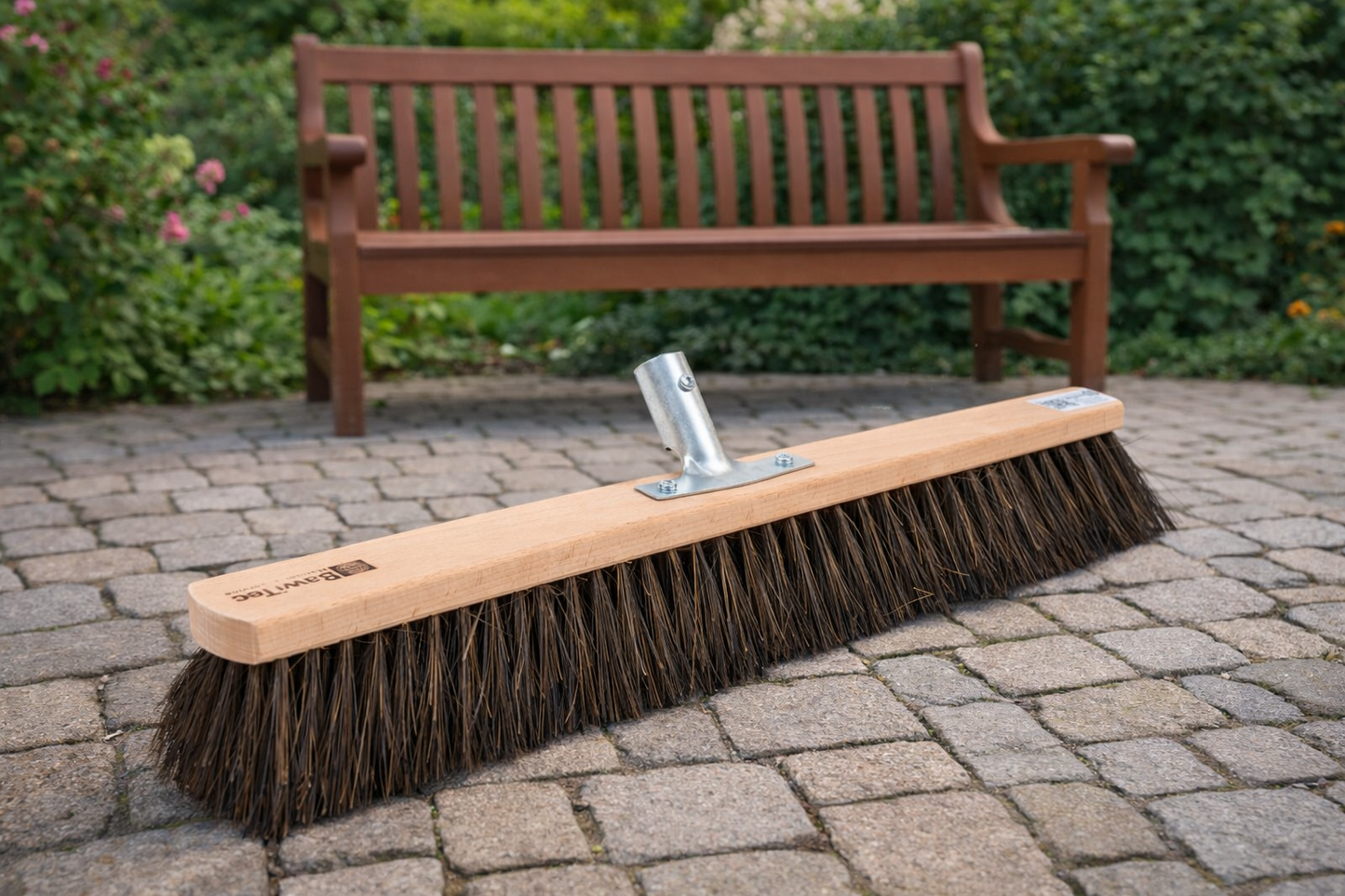 Profi Straßenbesen Arenga-voll-Borsten nass- und ölbeständig mit Metall-Stielhalter Kehrbesen ohne Stiel
