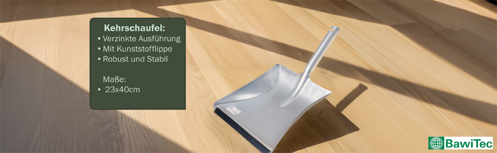 Hochwertige Kehrgarnitur Echt-Rosshaar-Borsten Kehrset 2tlg. Handfeger lackiert und Metall-Kehrschaufel mit Lippe
