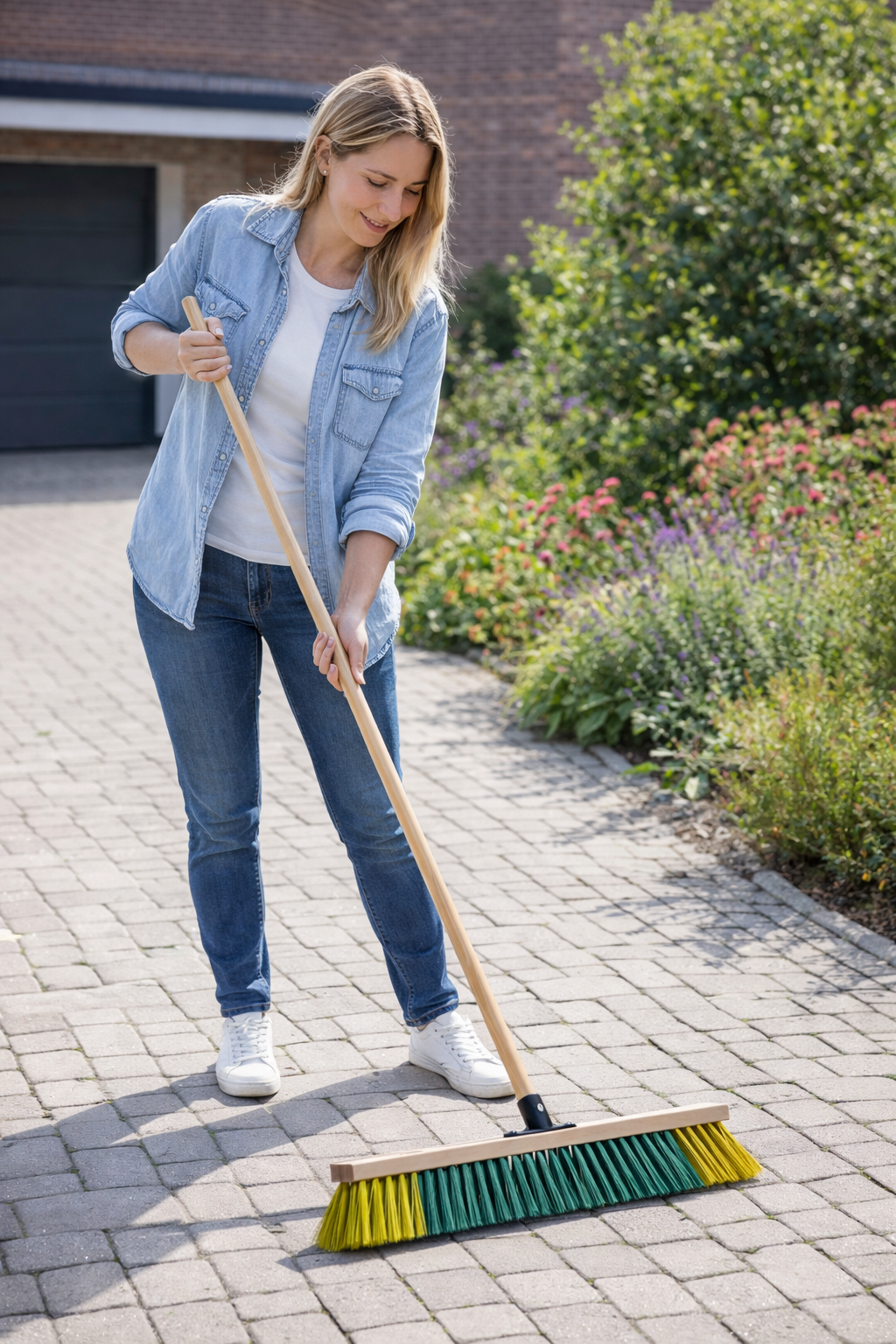 BawiBlitz-Besen Kehrbesen mit QuickFix-Halter und Holzstiel Besen mit Stiel