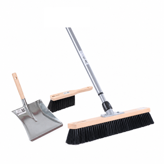 Kehrbesen Set 60 cm mit Teleskopstiel, Handfeger & Kehrschaufel