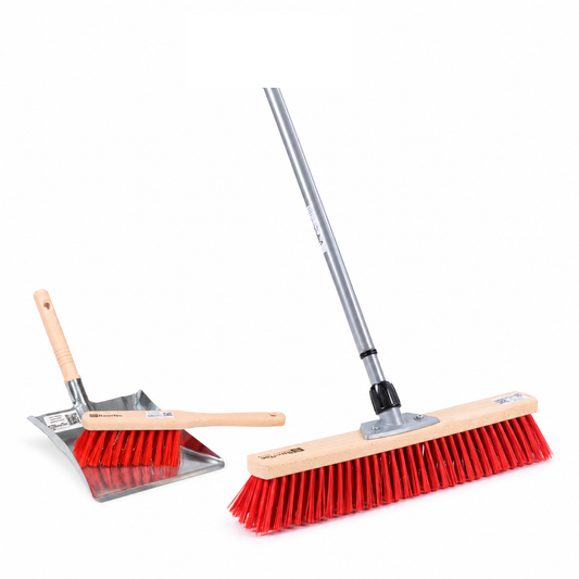 Straßenbesen Set mit Teleskopstiel, Handfeger & Kehrschaufel | 40 cm