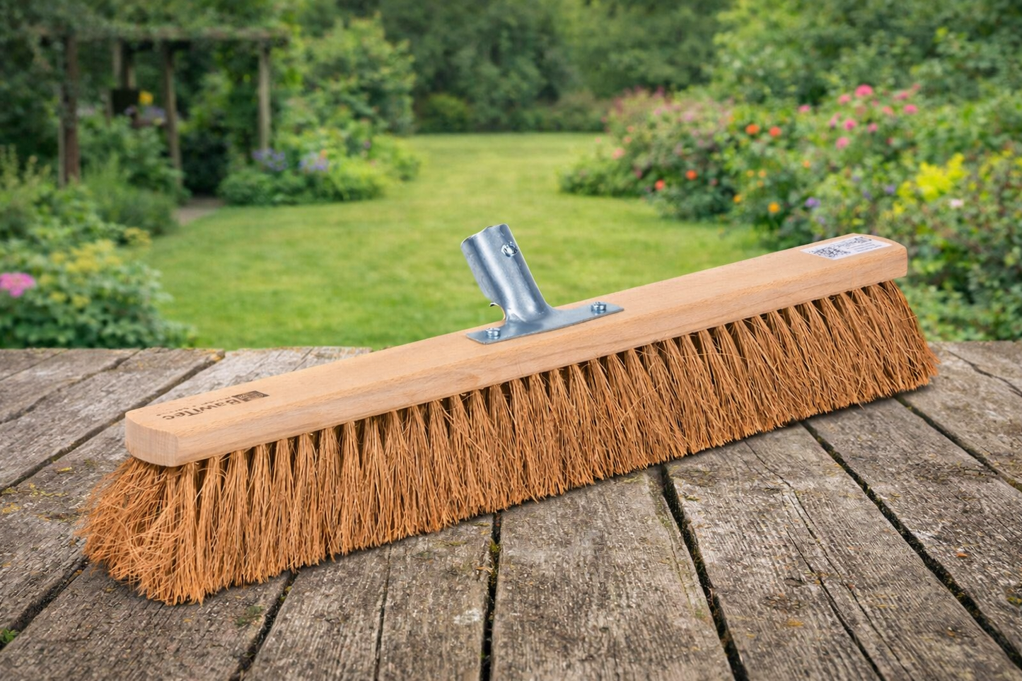 Kehrbesen Kokos-Borsten mit Metallhalter verschraubt, Naturfaser Kokosbesen Besen