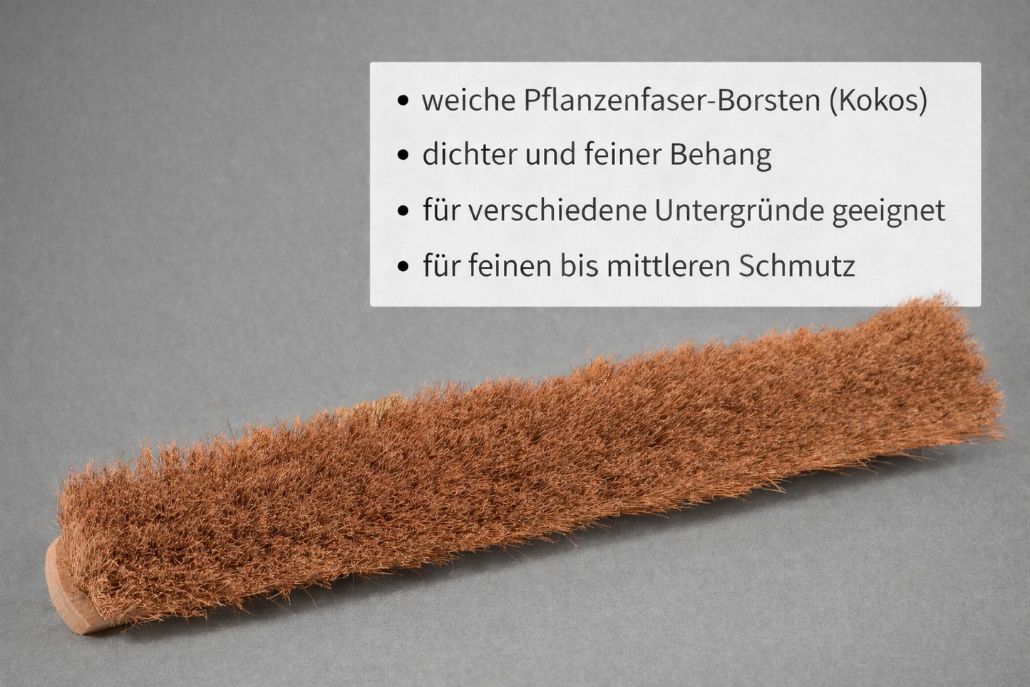 Kehrbesen Kokos-Borsten mit Metallhalter verschraubt, Naturfaser Kokosbesen Besen