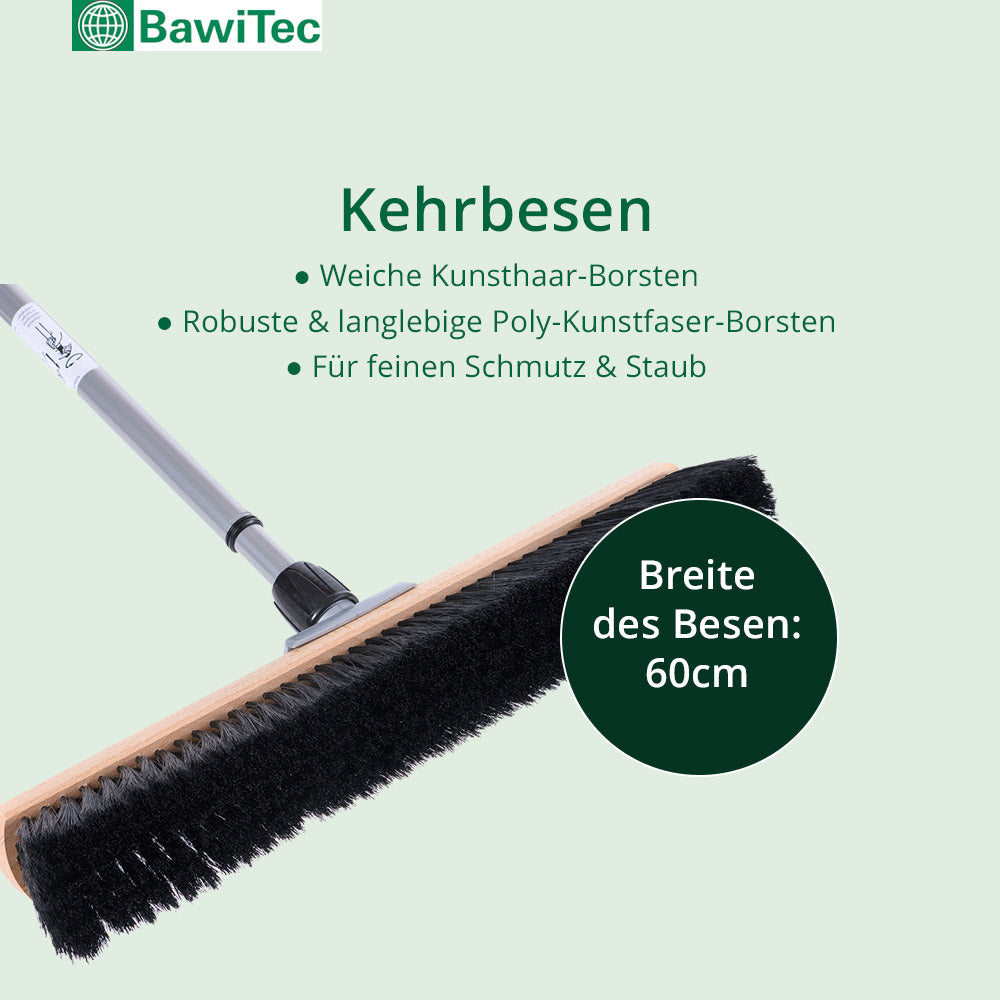 Saalbesen Kehrset XL mit Teleskopstiel 4tlg. Allround-Kehrgarnitur inkl. Handfeger und Kehrschaufel