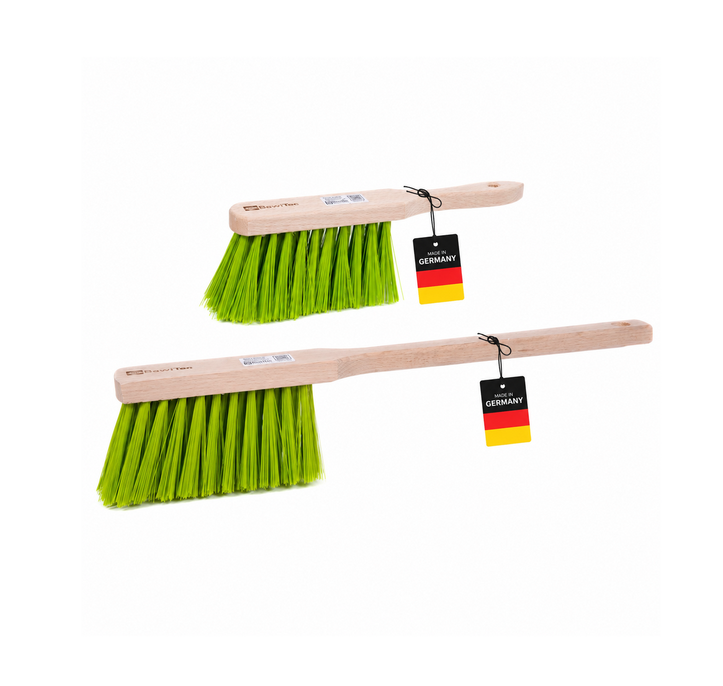 Hand brush hand broom plastic bristles neon green 28cm and 43cm length