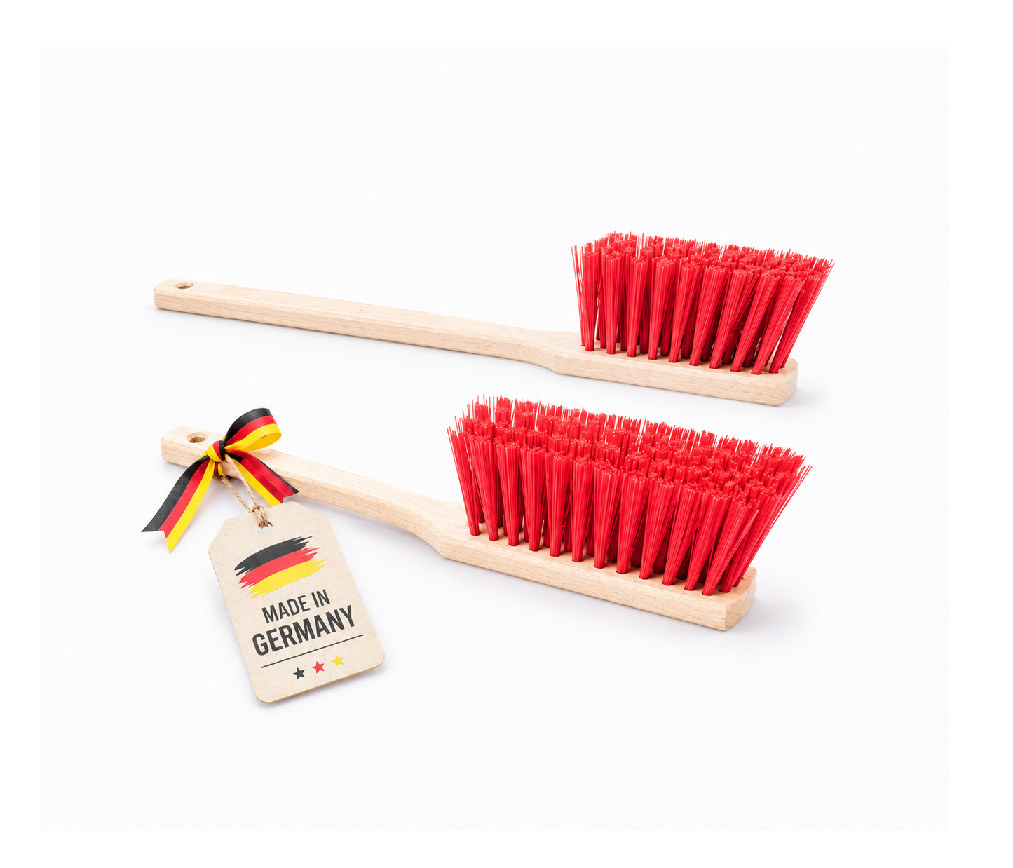 Qualitäts Handfeger mit Langstiel 43cm oder 60cm Lang Kunststoffborsten rot Sicherheitshandfeger