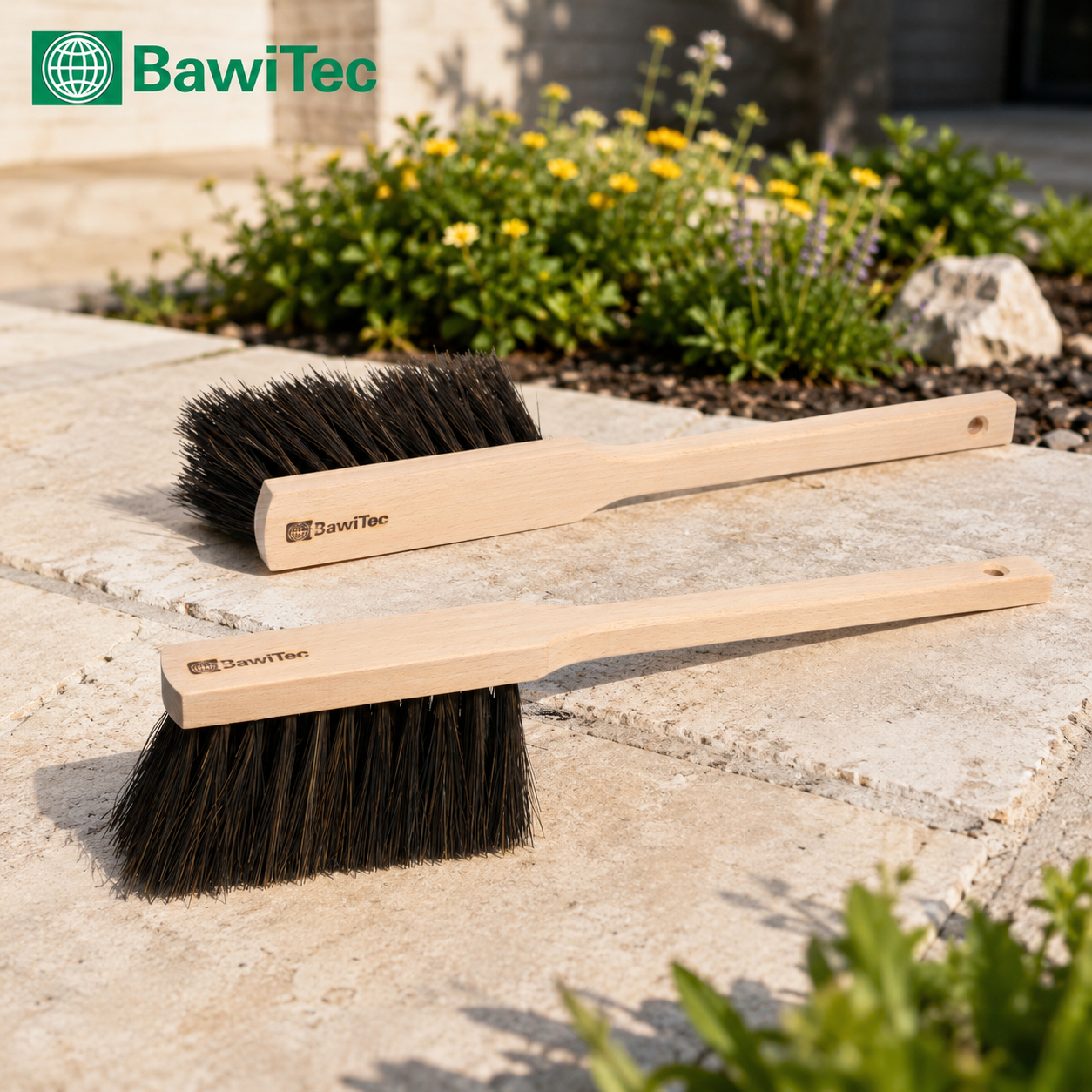 Handfeger mit Langstiel 43cm Lang Arenga-Borsten nass-ölbeständig Sicherheitshandfeger Handwerkerbesen