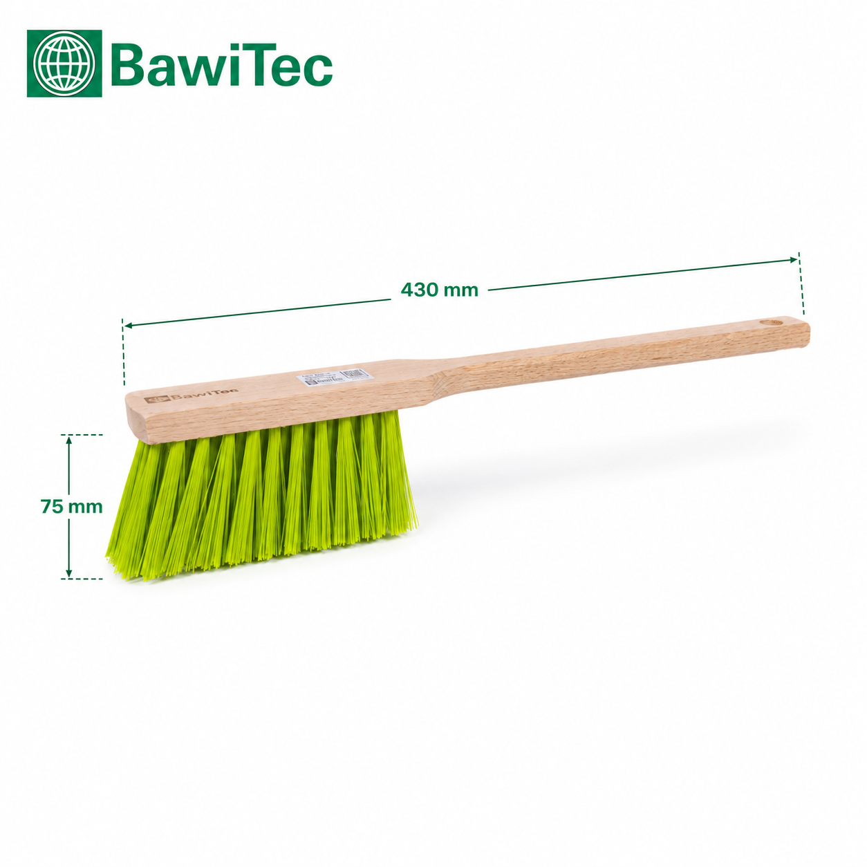Hand brush hand broom plastic bristles neon green 28cm and 43cm length