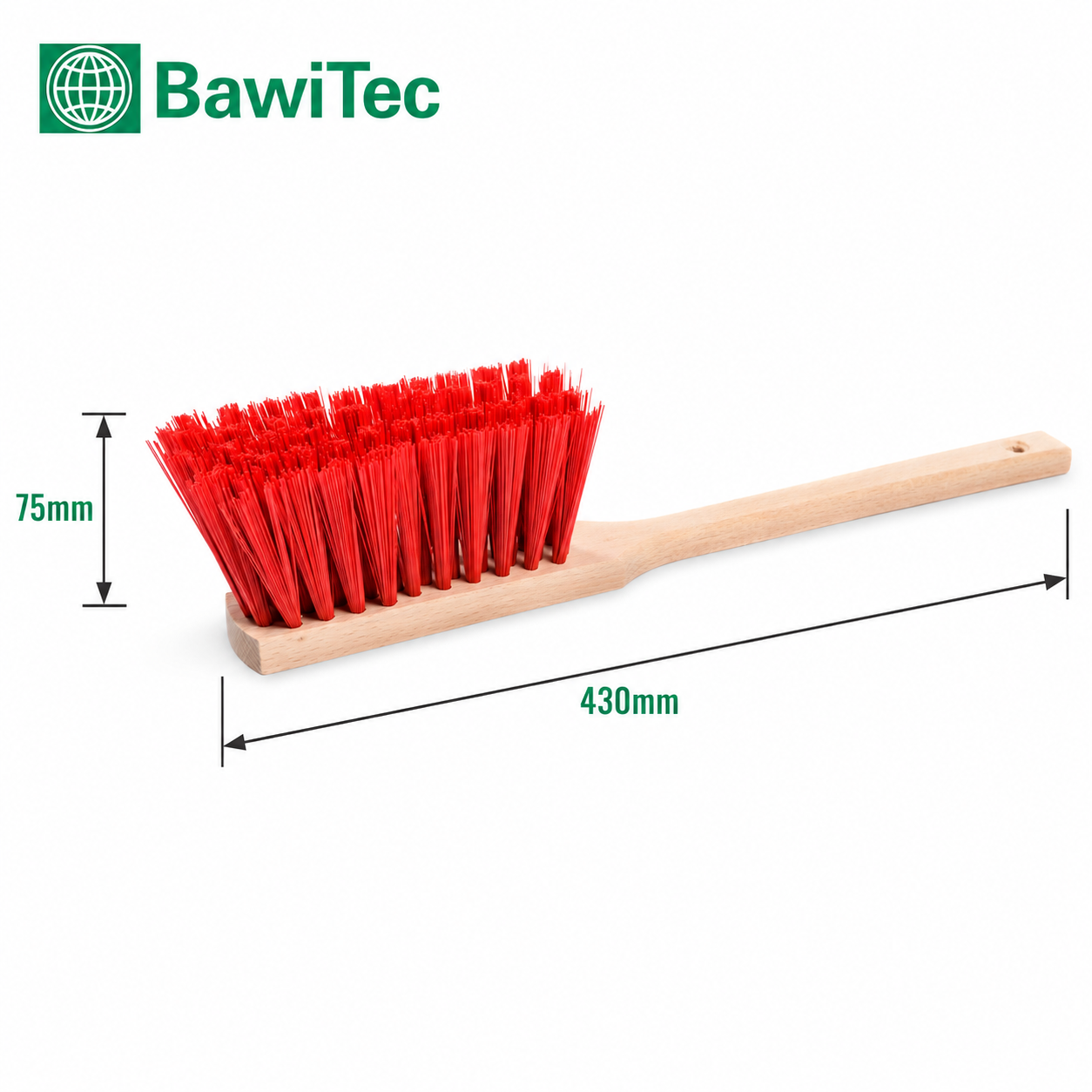 Qualitäts Handfeger mit Langstiel 43cm oder 60cm Lang Kunststoffborsten rot Sicherheitshandfeger