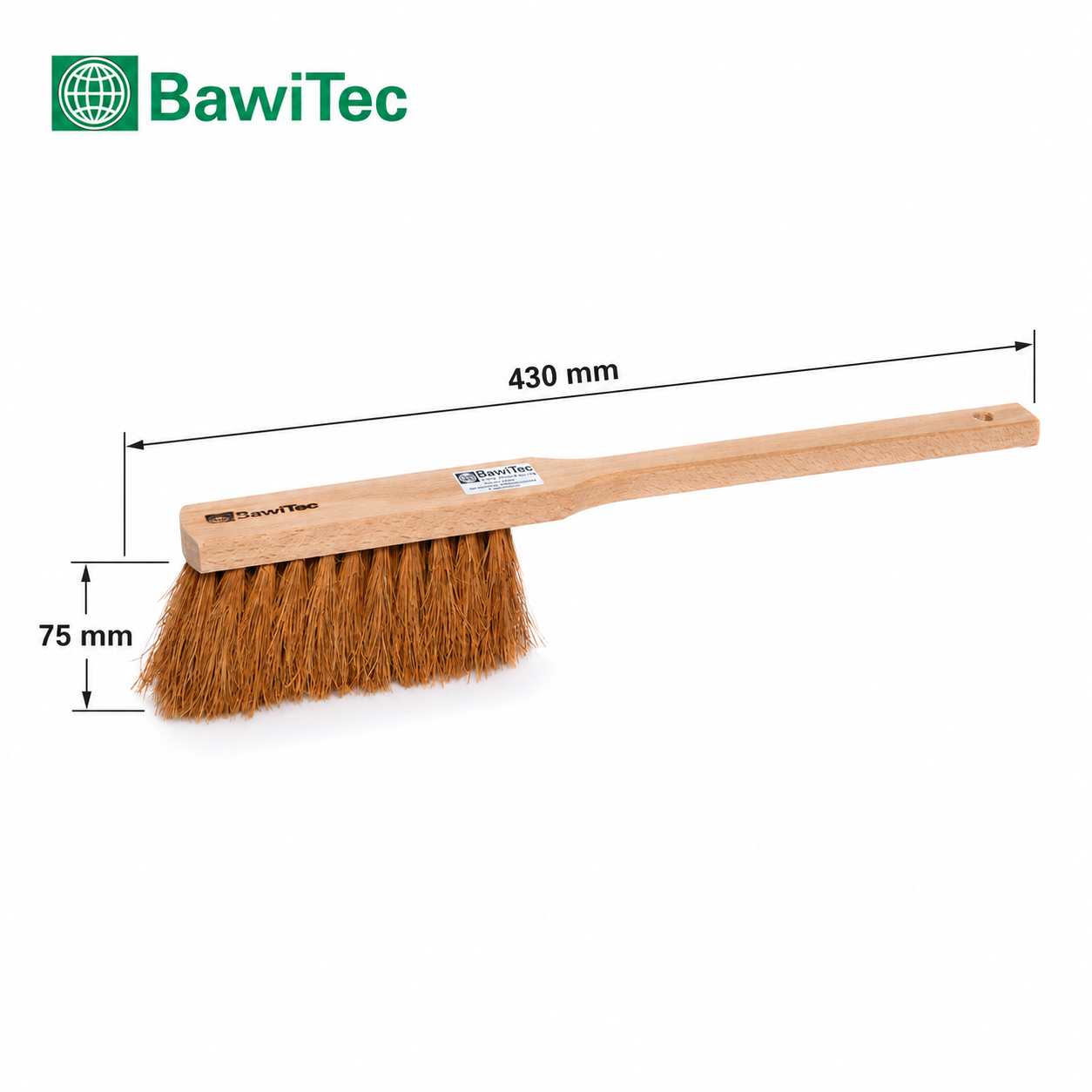 Qualitäts Handfeger mit Langstiel 43cm Lang Kokos-Naturfaser-Borsten Industriehandfeger