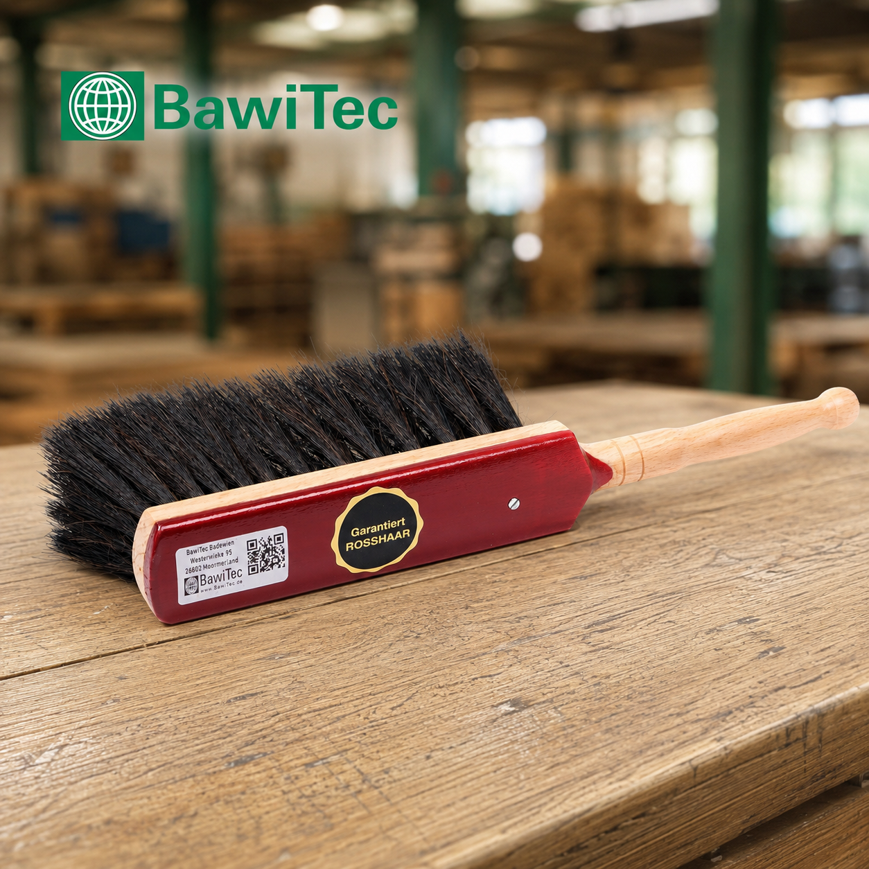 Real horsehair bristles hand brush 29cm 2-piece wood screwed very soft bristles quality hand broom