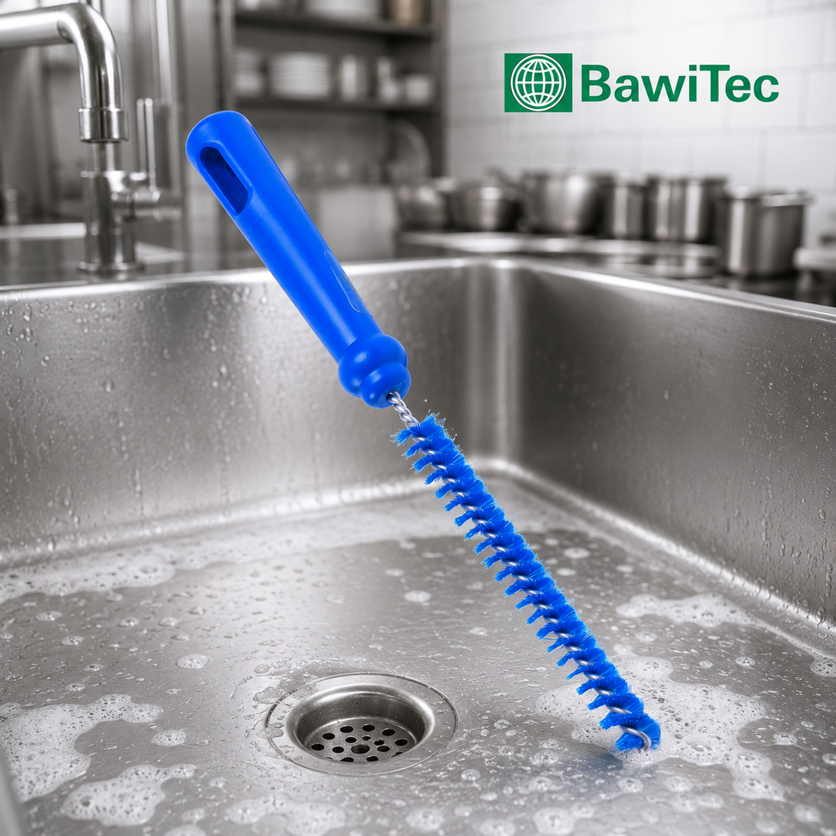 Profi Hygiene Abflussbürste Abfluss Reinigungsbürste blau