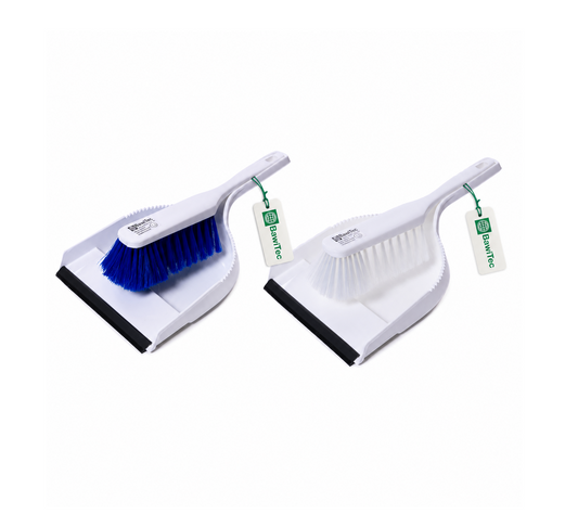 Professional hygiene sweeping set, plastic white blue hand brush and dustpan