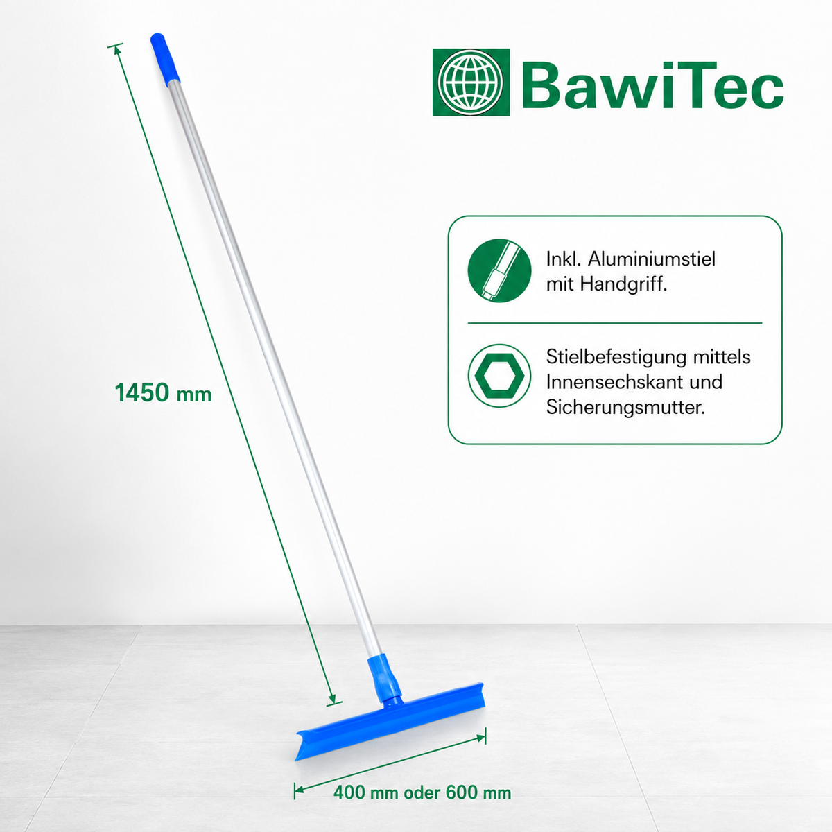 Professional hygiene water squeegee water squeegee (one-piece) with handle aluminum handle according to HACCP white or blue
