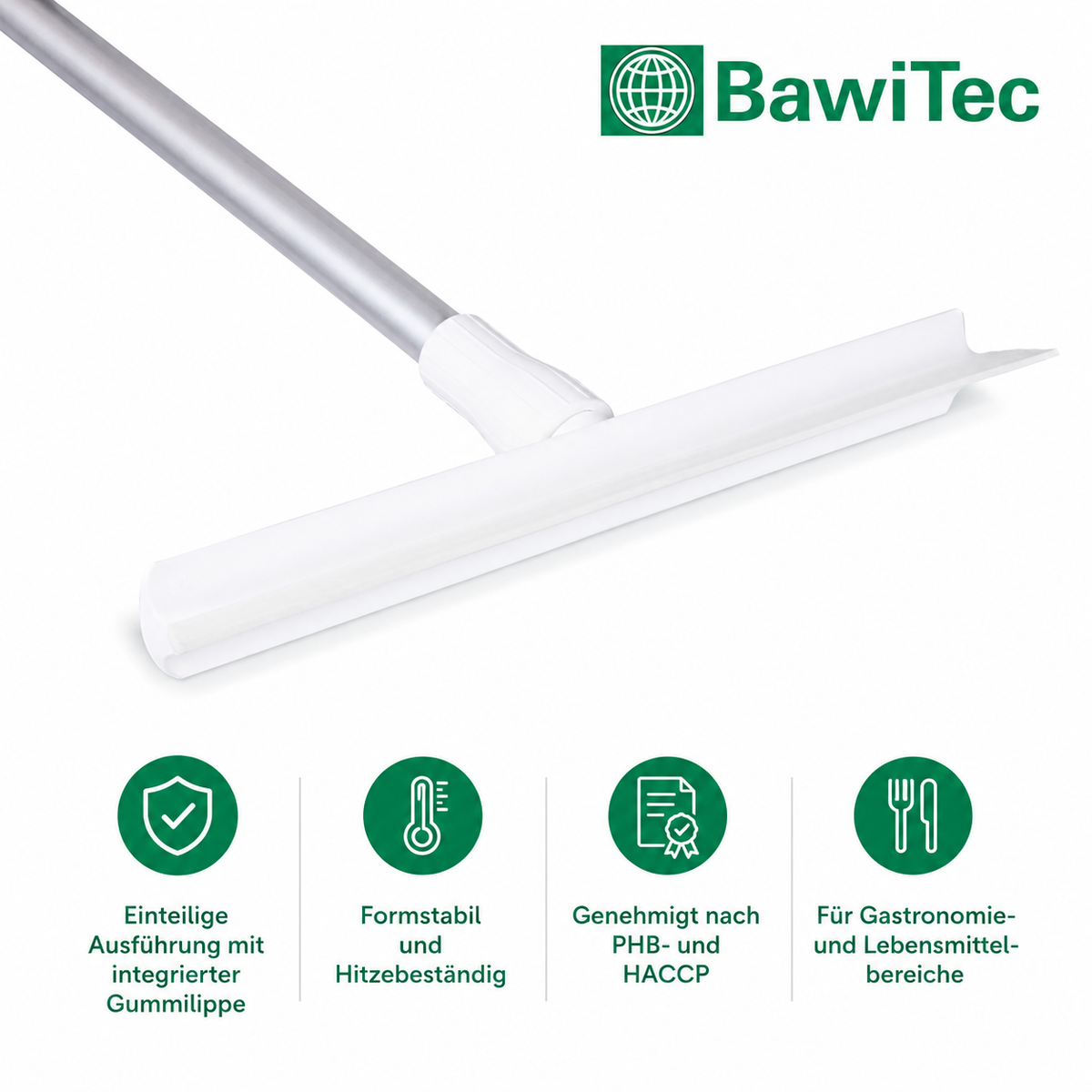 Professional hygiene water squeegee water squeegee (one-piece) with handle aluminum handle according to HACCP white or blue
