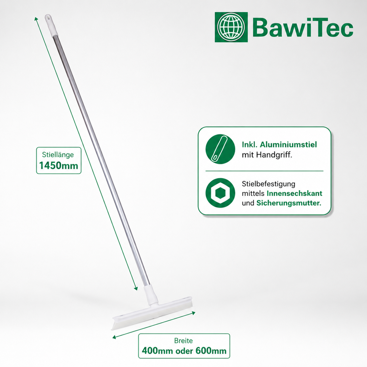 Professional hygiene water squeegee water squeegee (one-piece) with handle aluminum handle according to HACCP white or blue