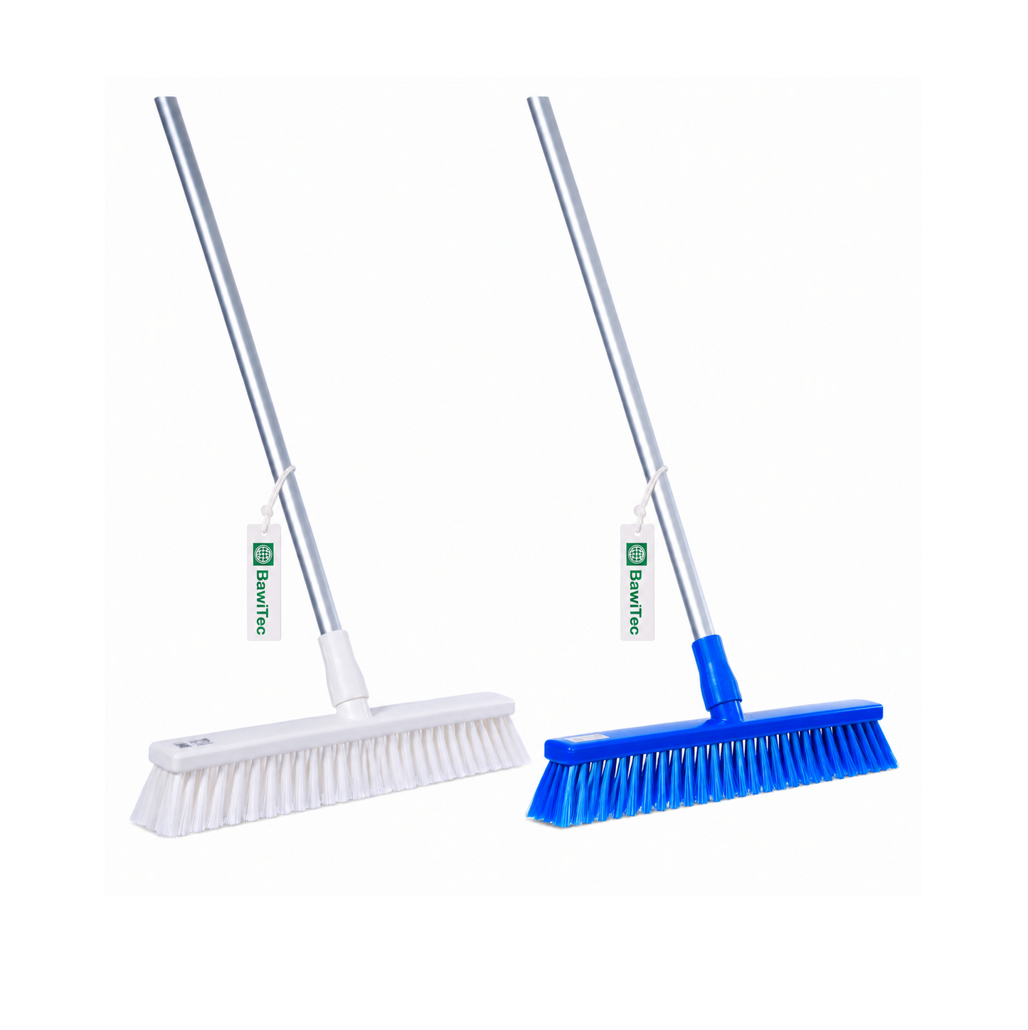 Professional hygiene broom (one-piece) hygiene broom according to HACCP with white or blue aluminum handle