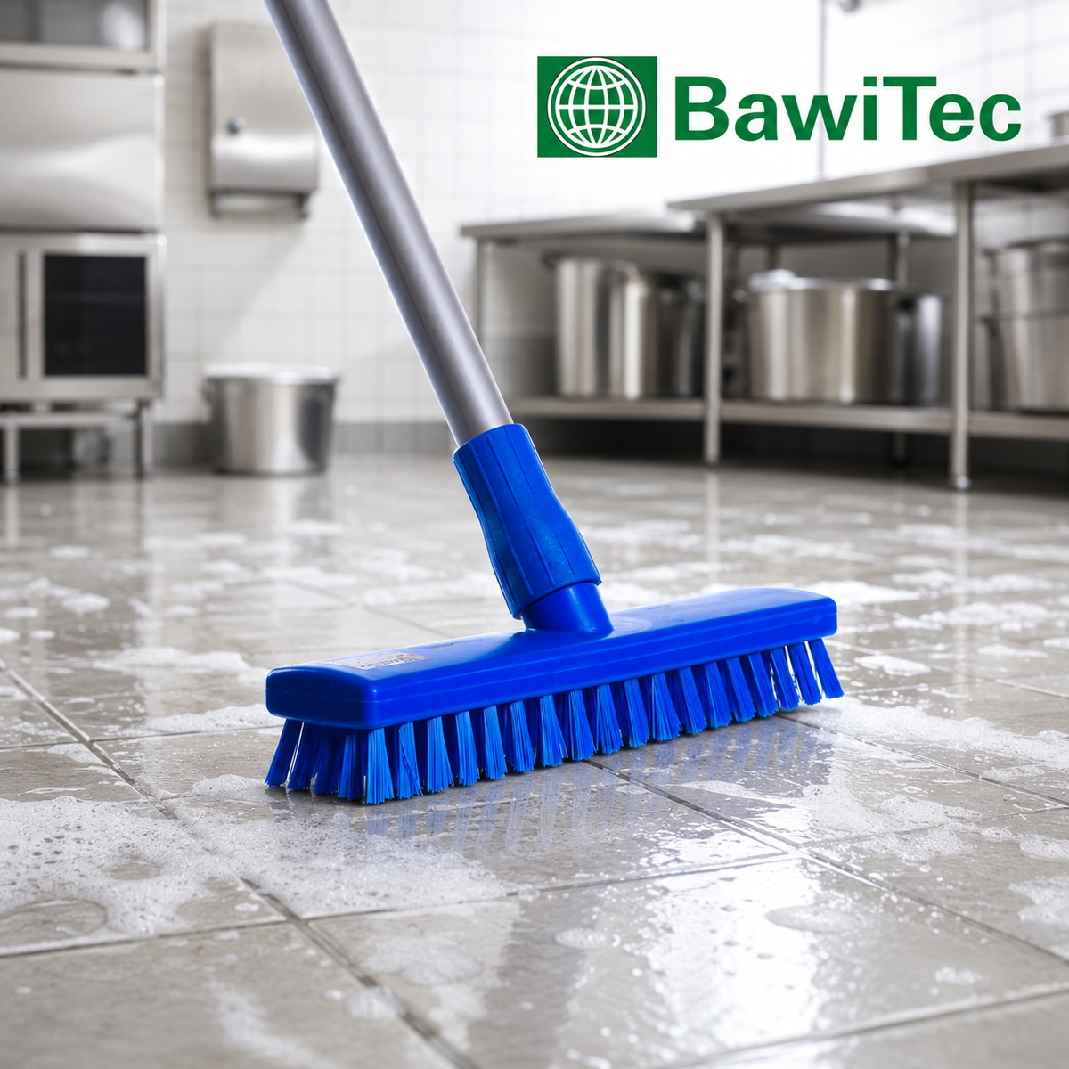 Profi Hygiene Schrubber Wischer weiß blau mit Aluminiumstiel Stiel